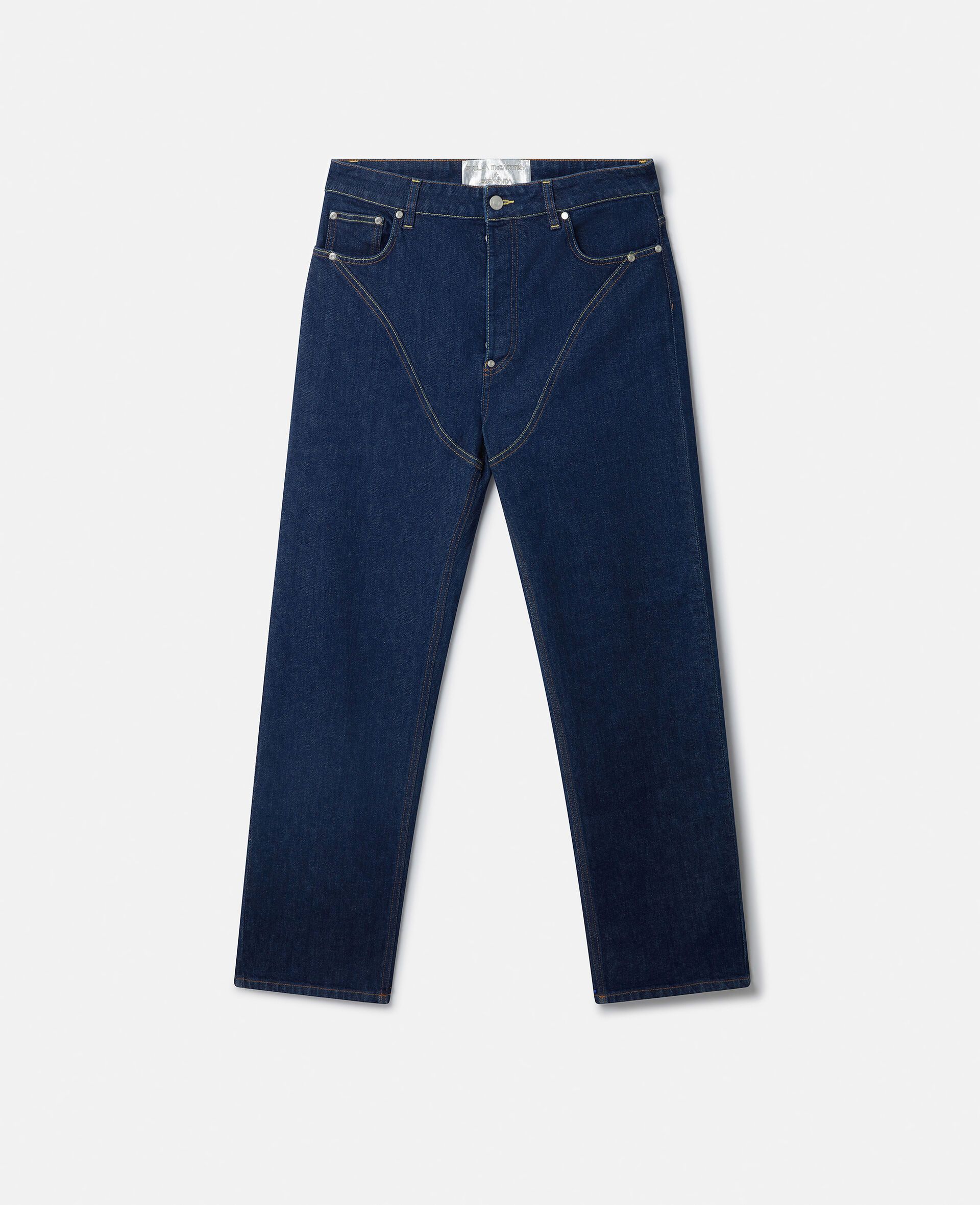 Platinum Dream Jeans mit mittelhohem Bund, geradem Hosenbein und Stickerei-Blau-medium