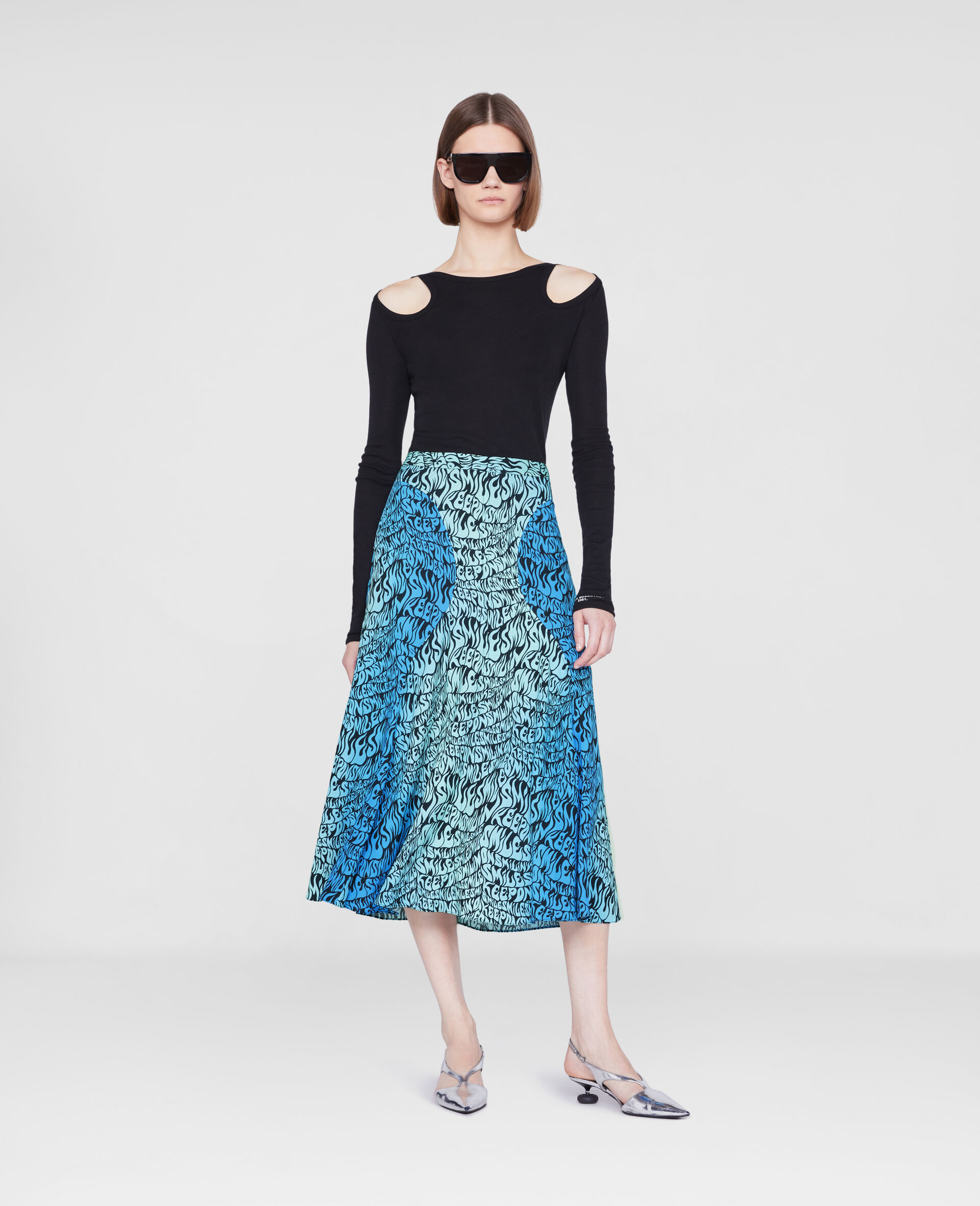 Midi Skirt-Blue-large image number 1