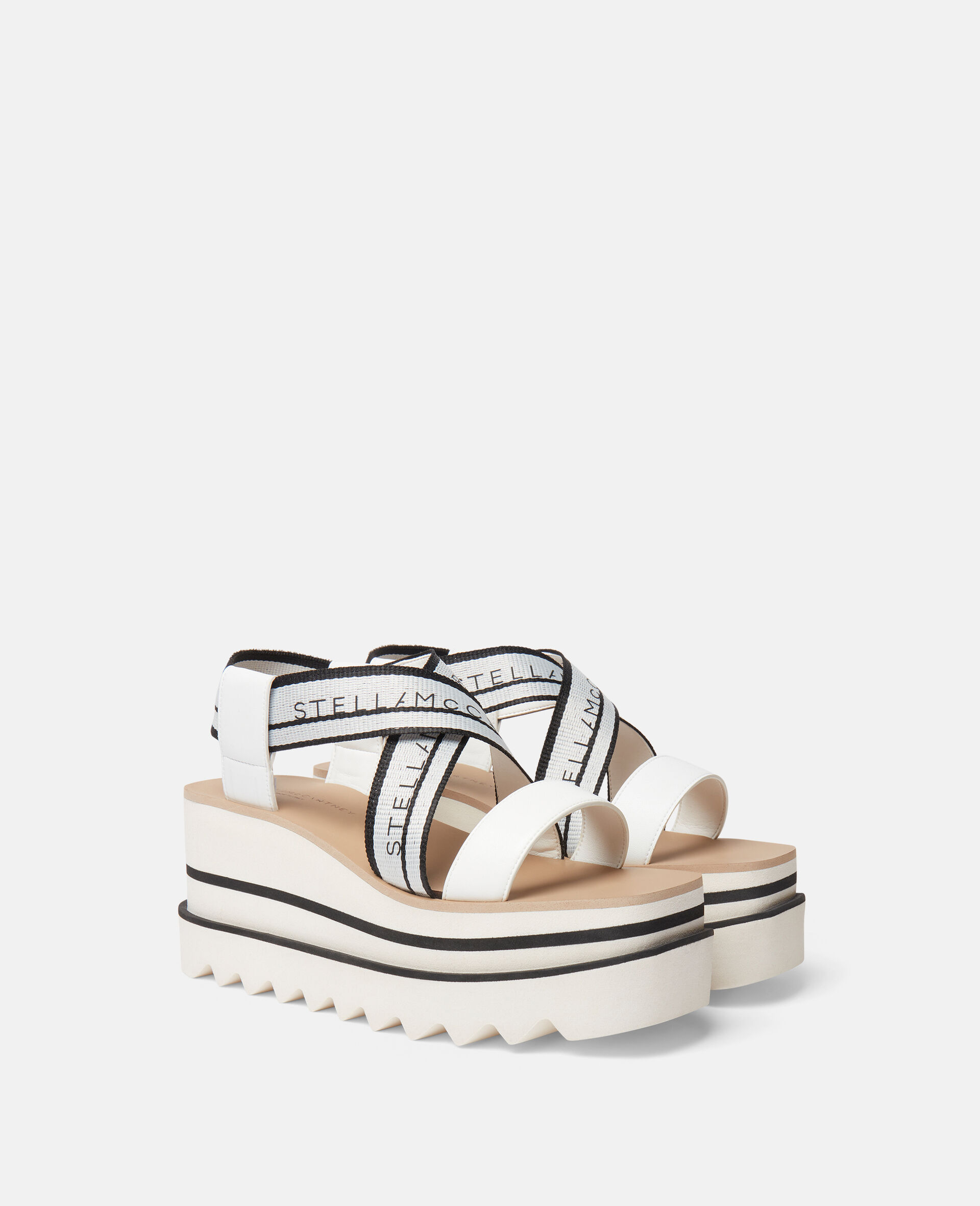 Sneak-Elyse Striped Platform Sandals-Black-large image number 2