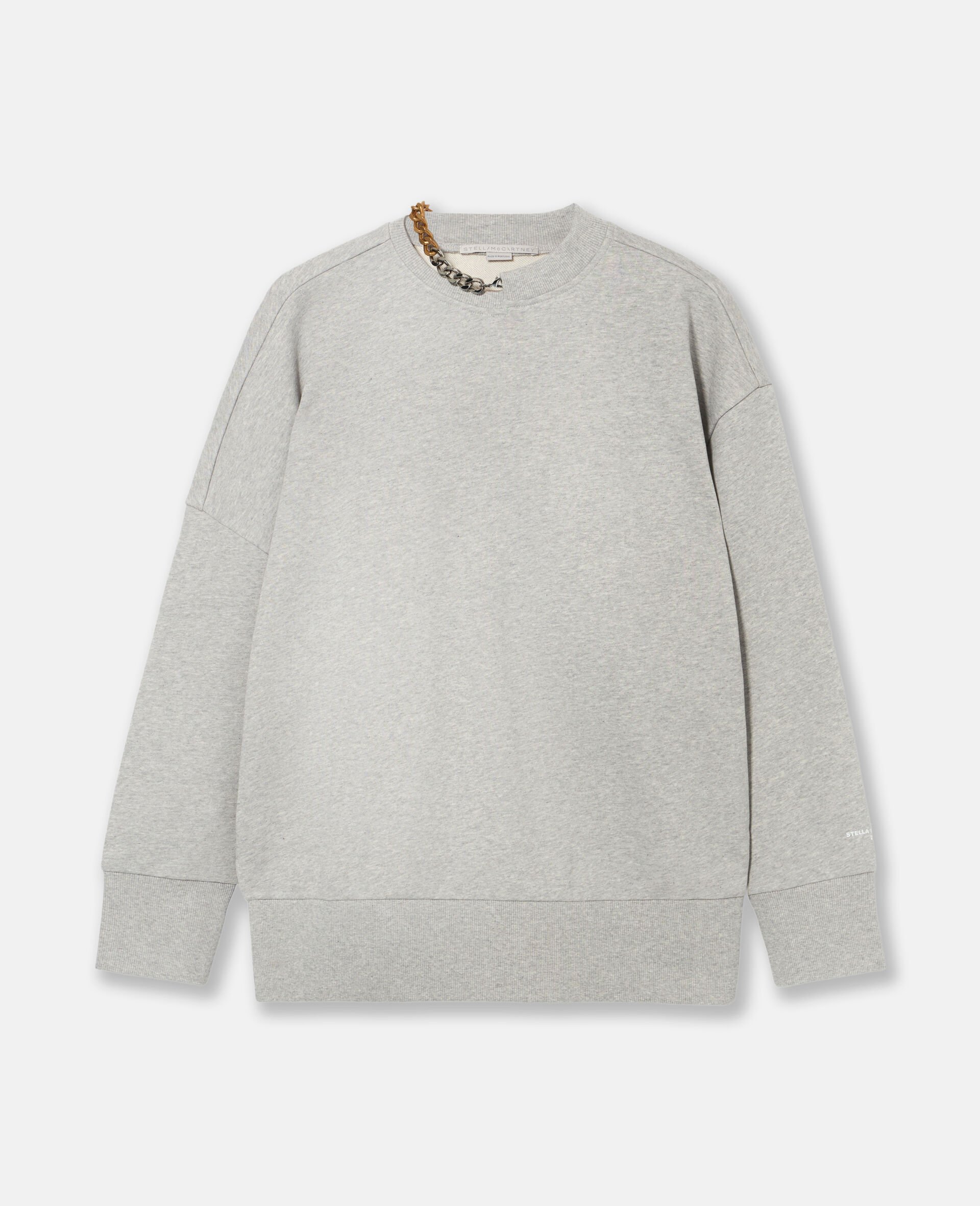 Sweatshirt mit Kettenverzierung-Grau-medium