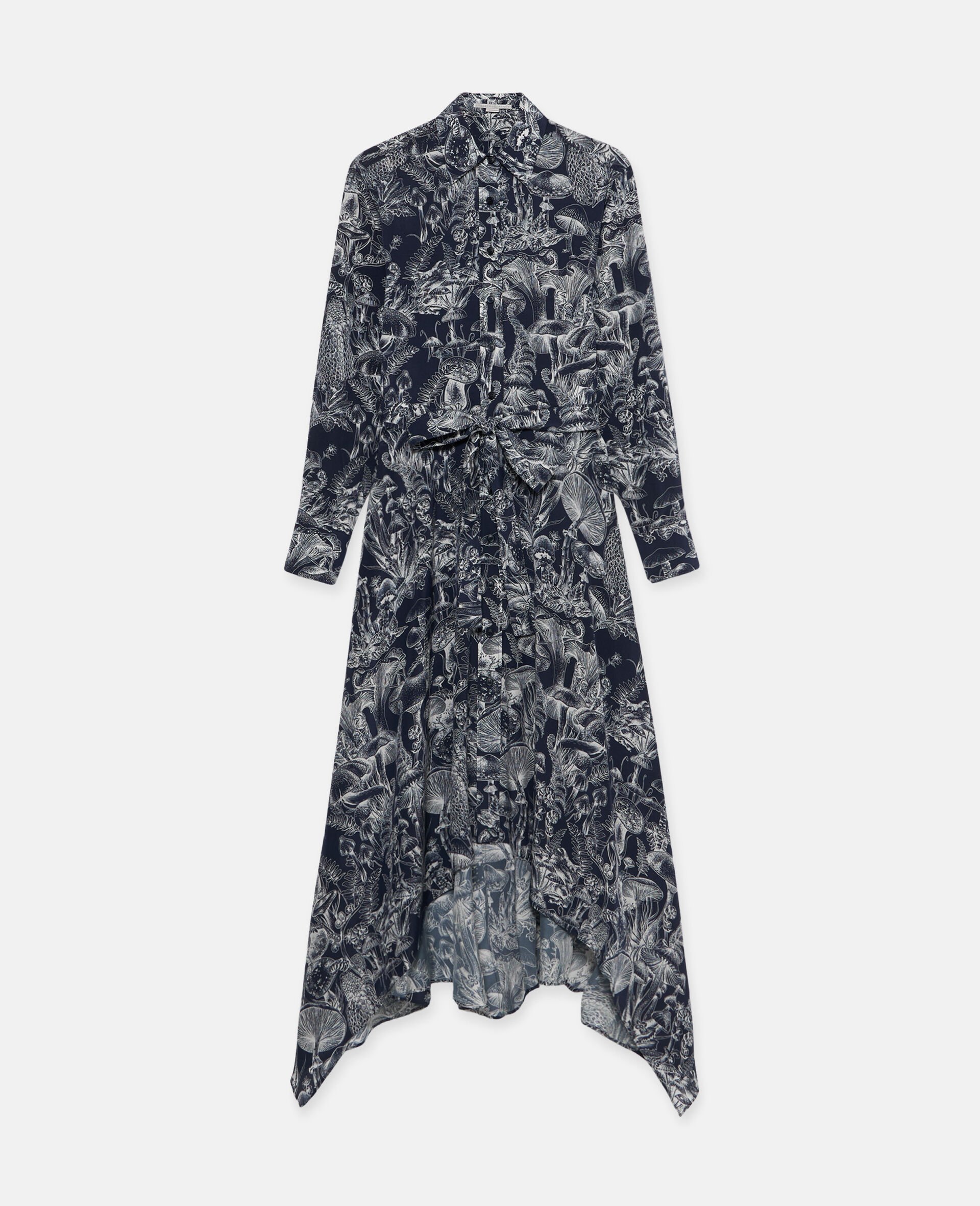 Fungi Forest Print Silk Shirt Dress -Multicolour-large image number 0