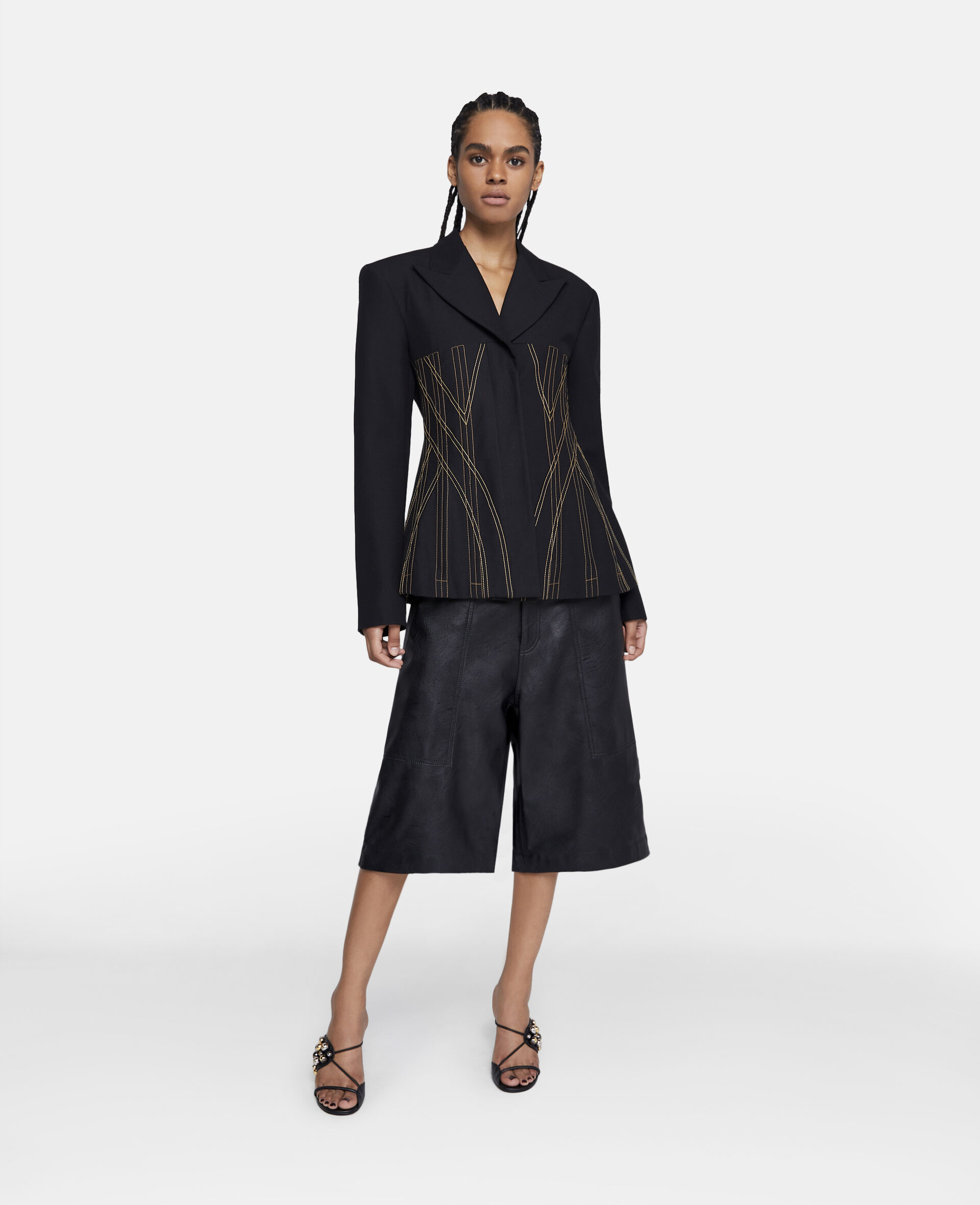 Contrast Stitch Corset Blazer-Black-large image number 1