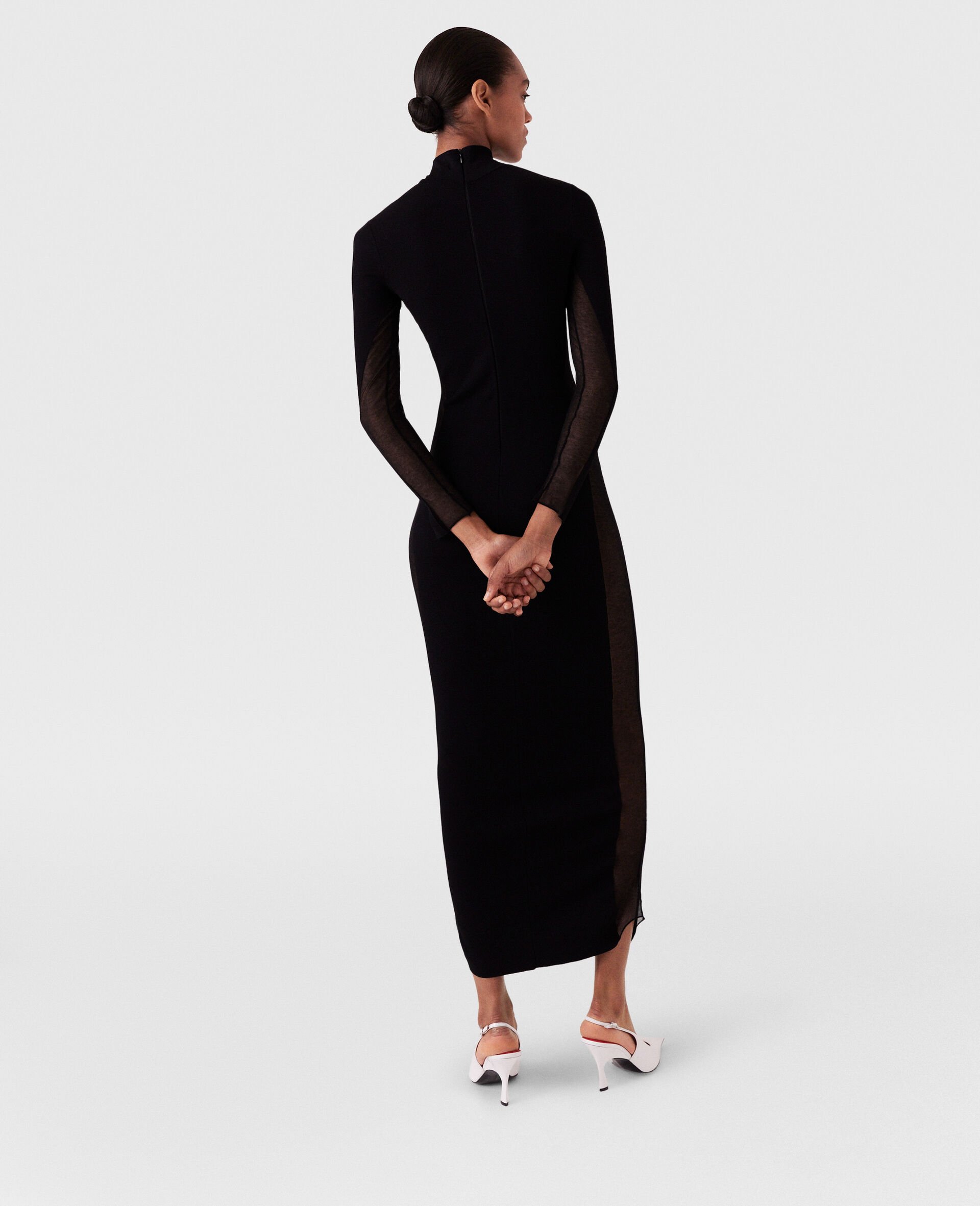 Miracle Long-Sleeve Compact-Knit Dress-Black-large image number 3