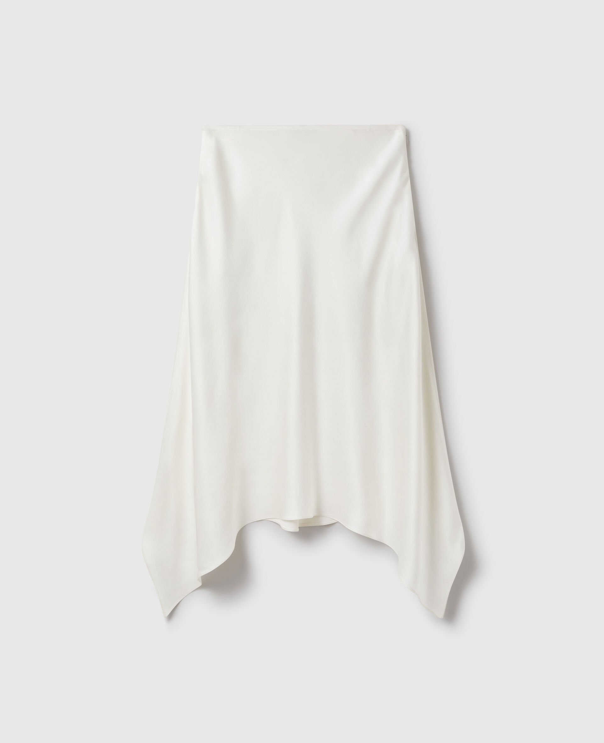 Curved Hem Satin Midi Skirt-Beige-large image number 0