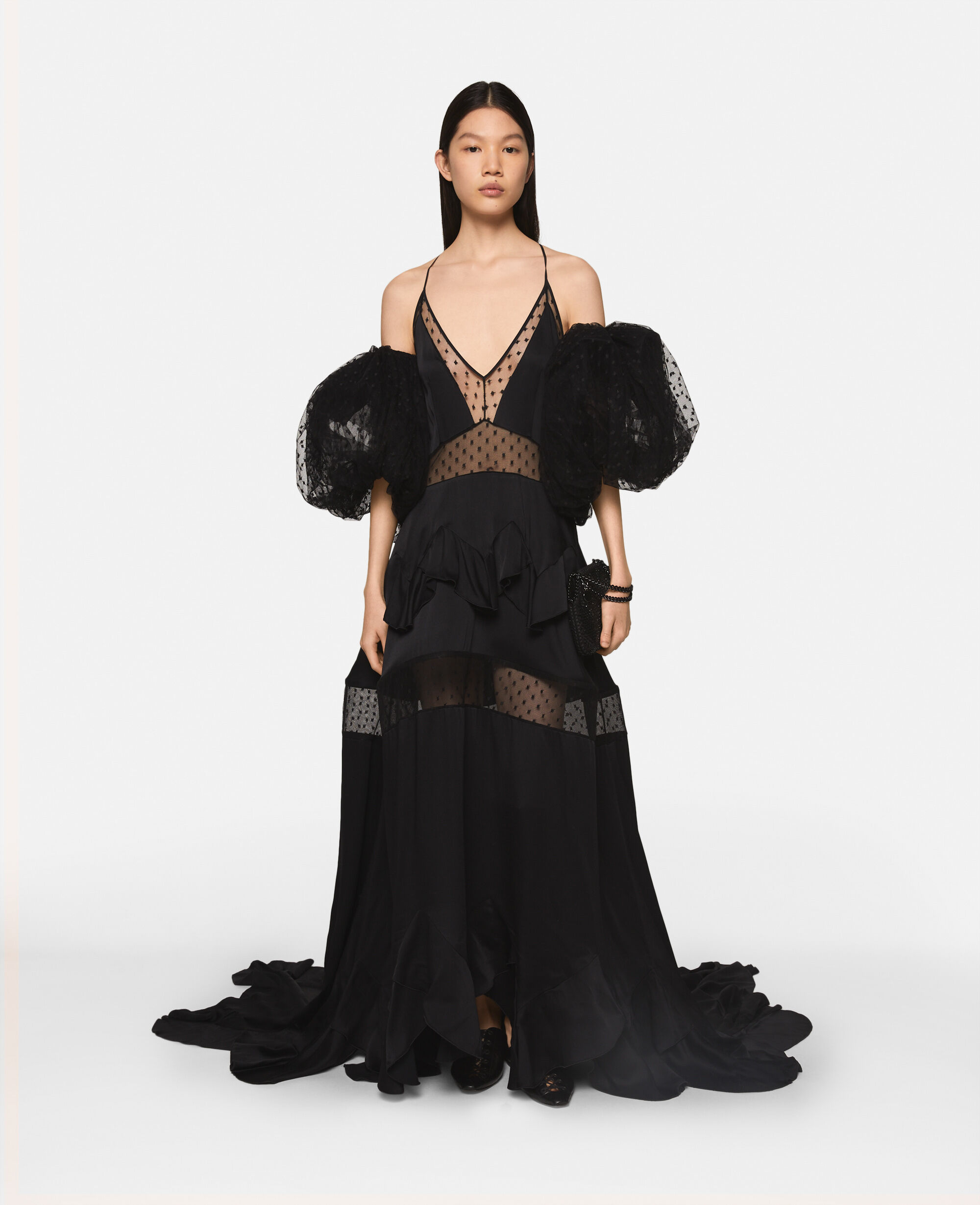 Stella McCartney single-sleeve midi dress - Black