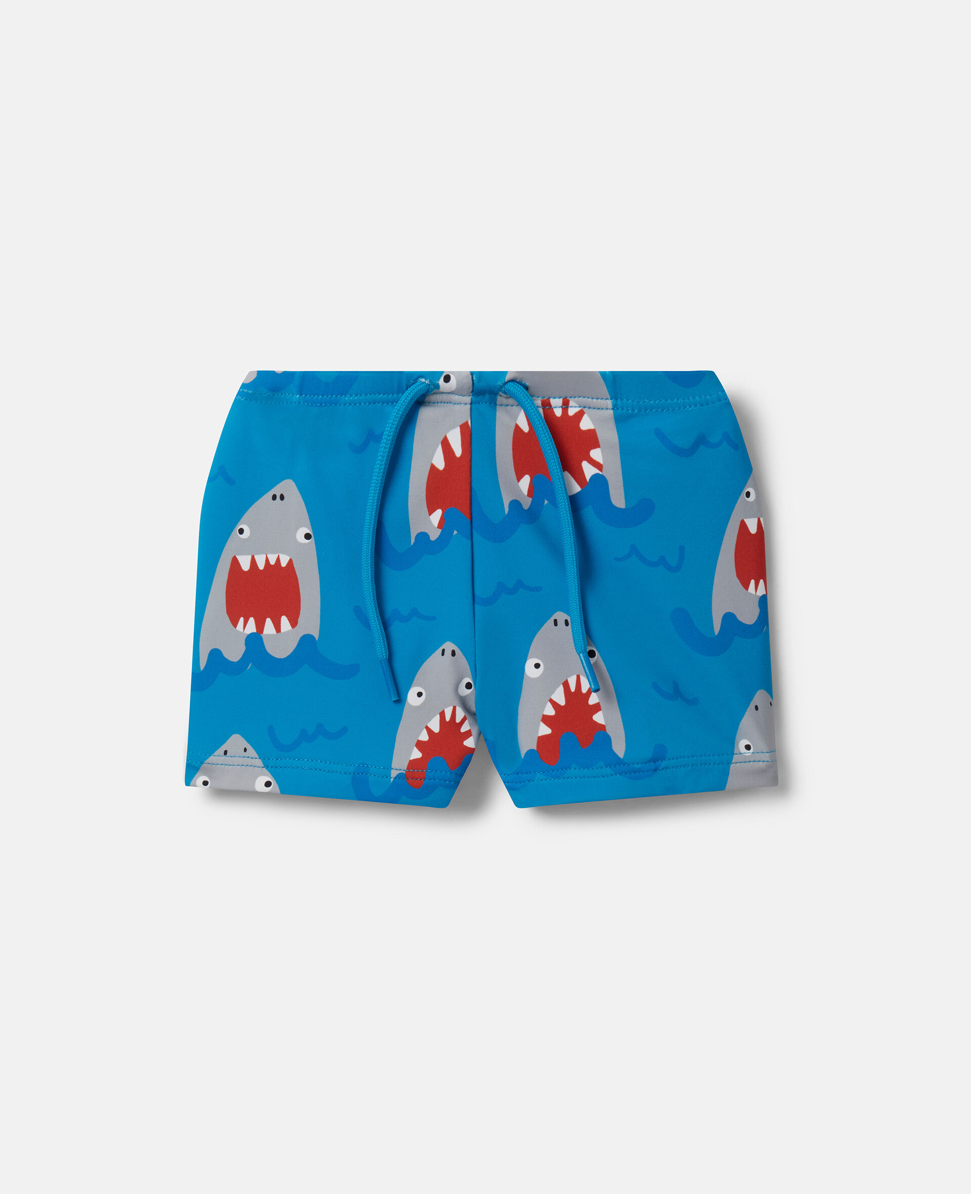 Shark Print Swimming Trunks-蓝色-medium