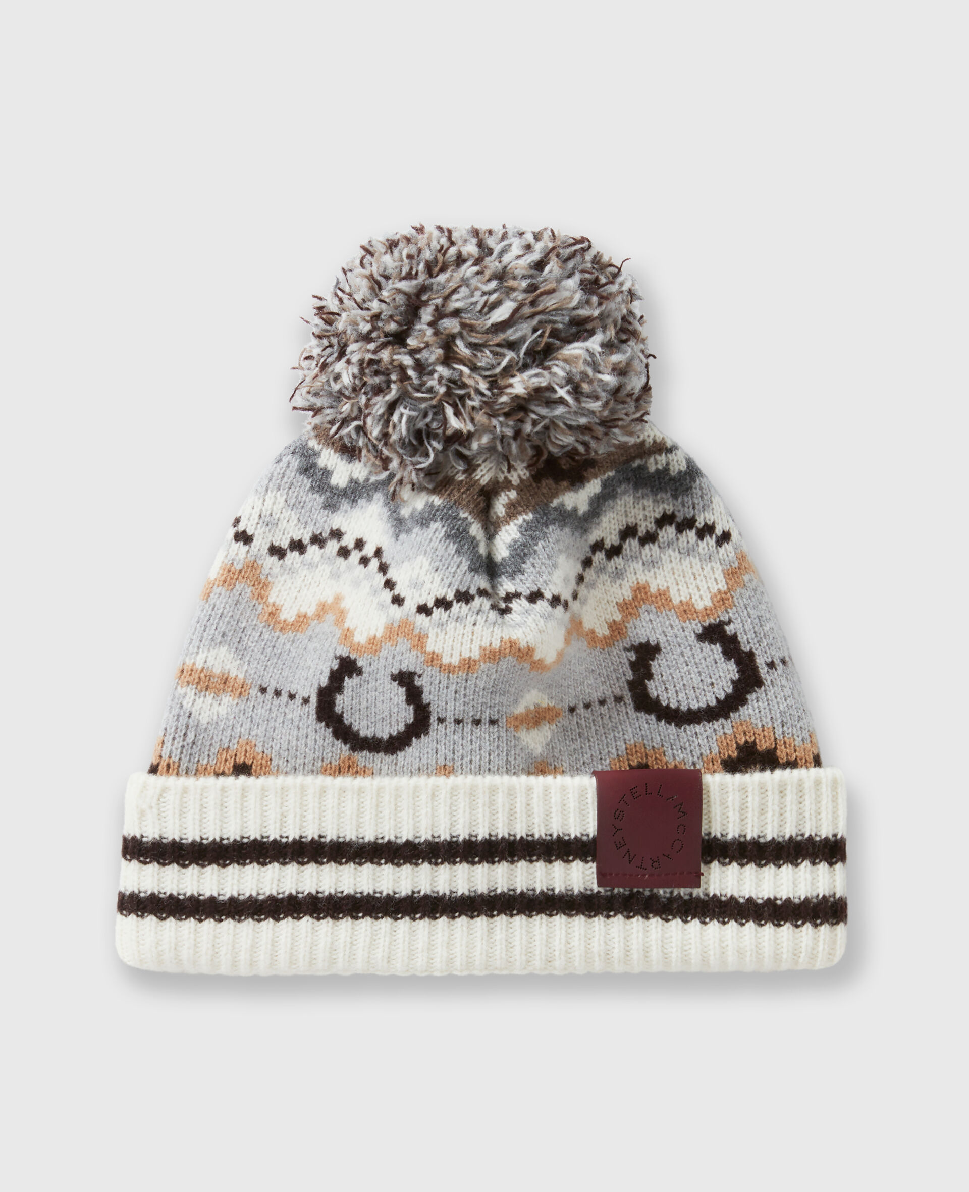 Ribbed Fairisle Logo Beanie-Brown-large image number 0