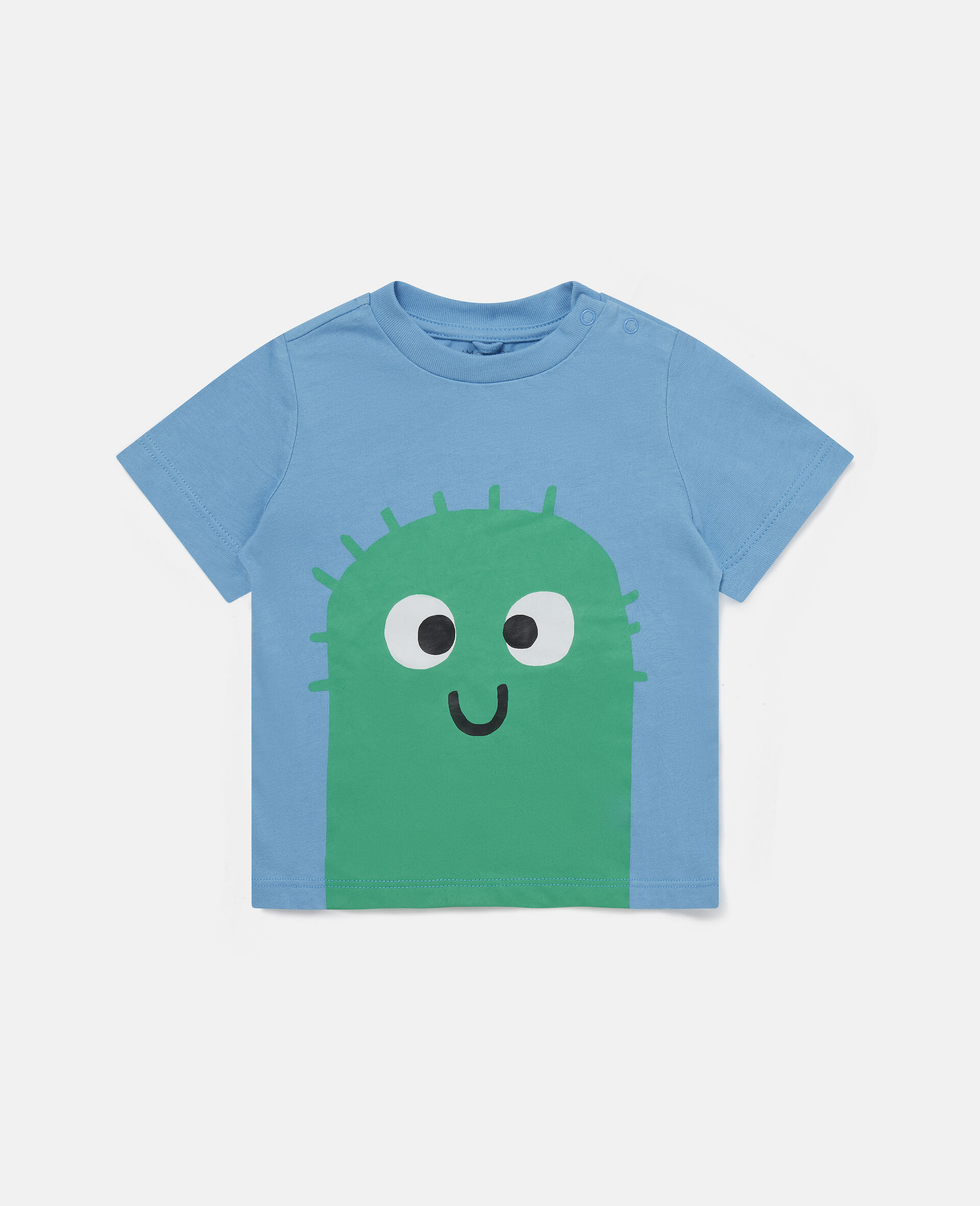 Cactus Print Cotton T-Shirt-Blue-large