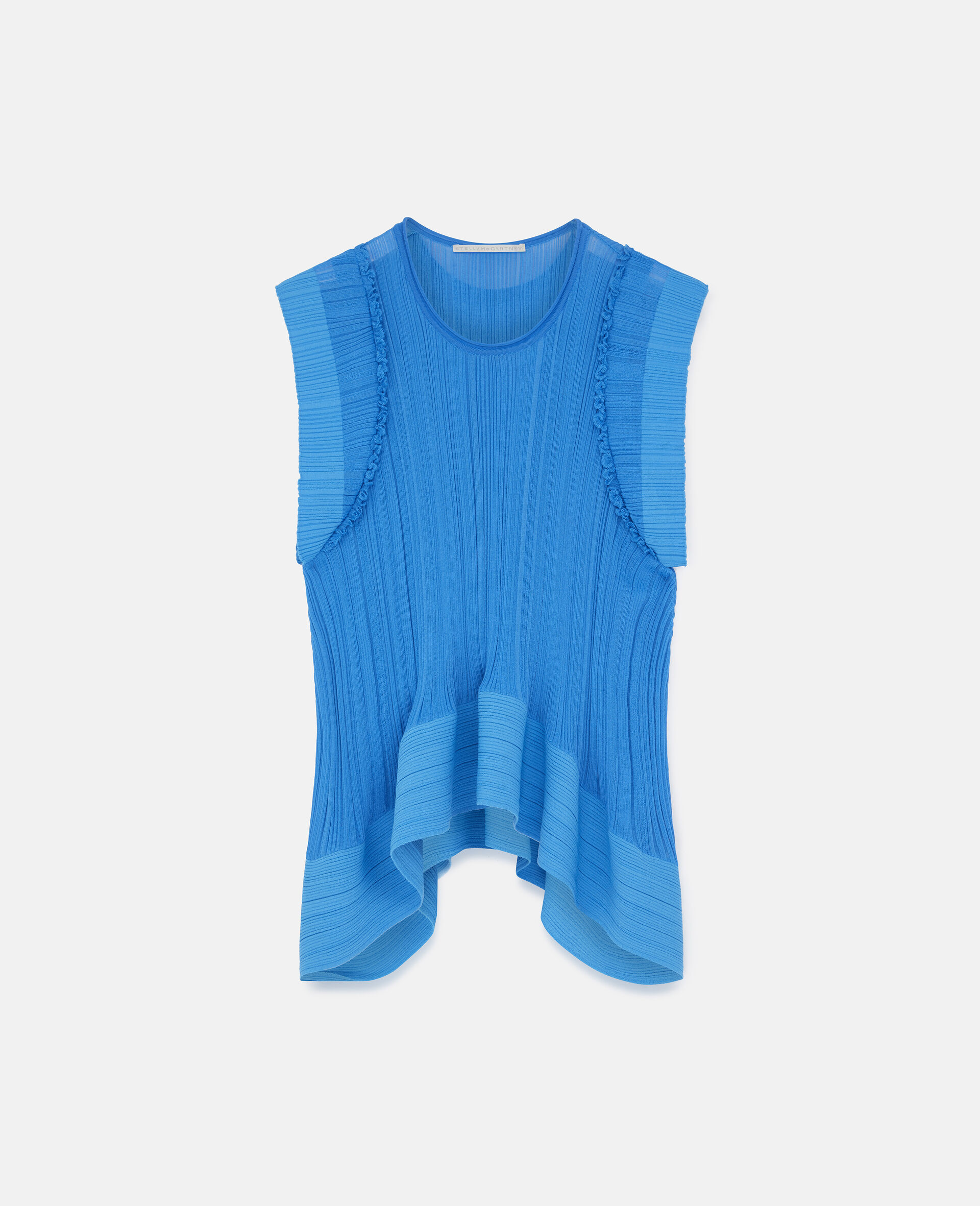 Plisse Knit Top-Blue-large