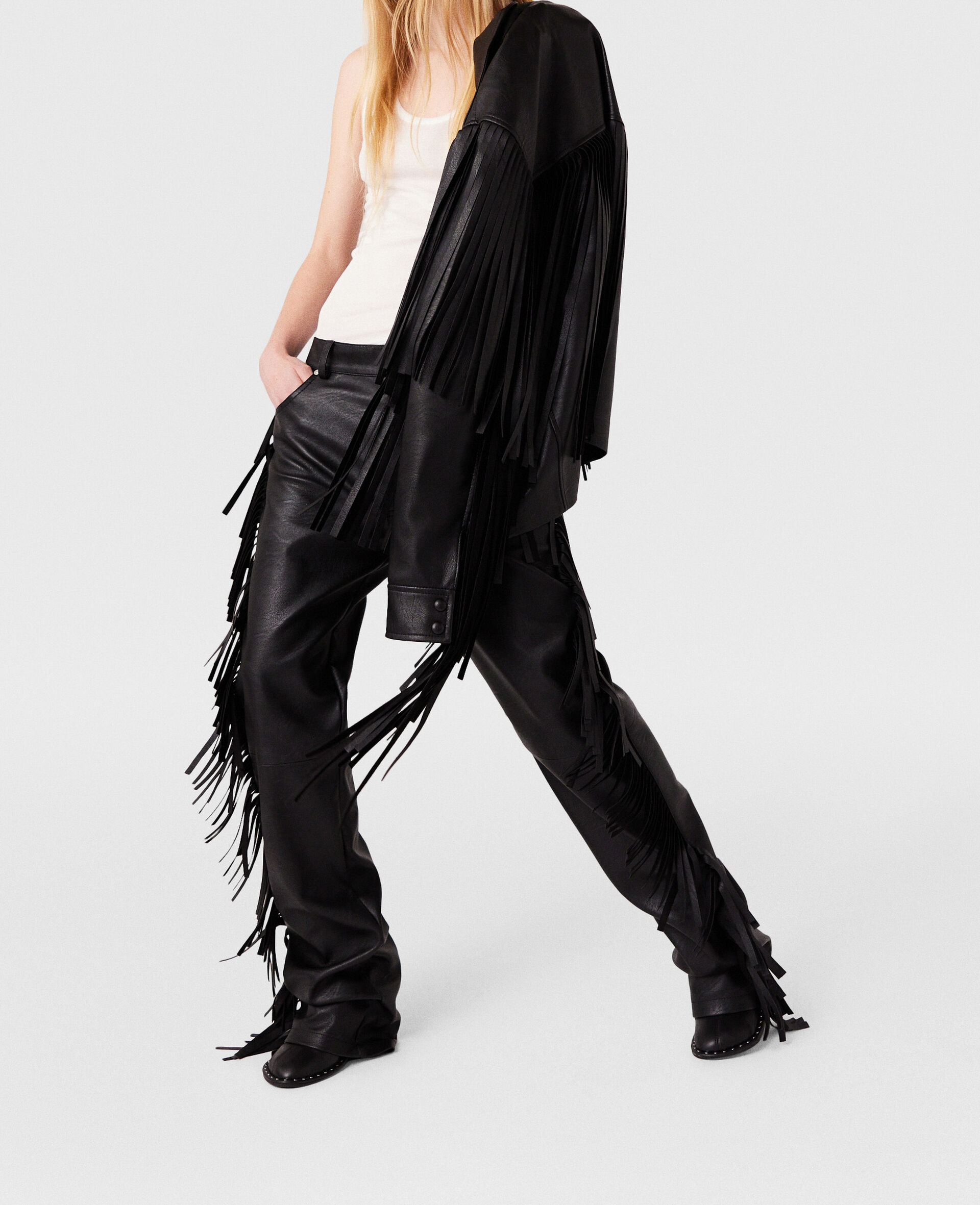 Pantalon a franges en Alter Mat-Noir-large image number 6