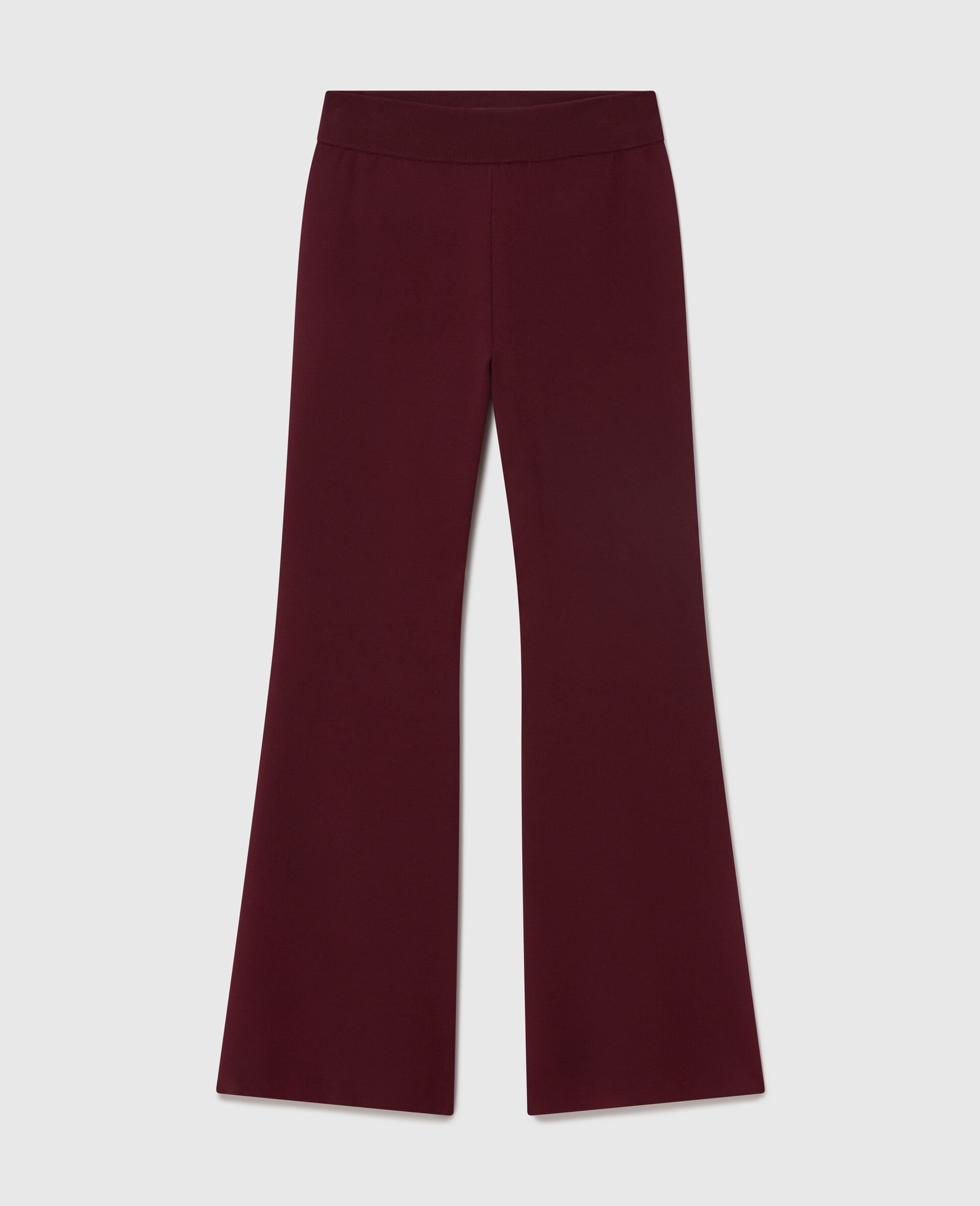 Compact Knit Flared Trousers-Red-medium