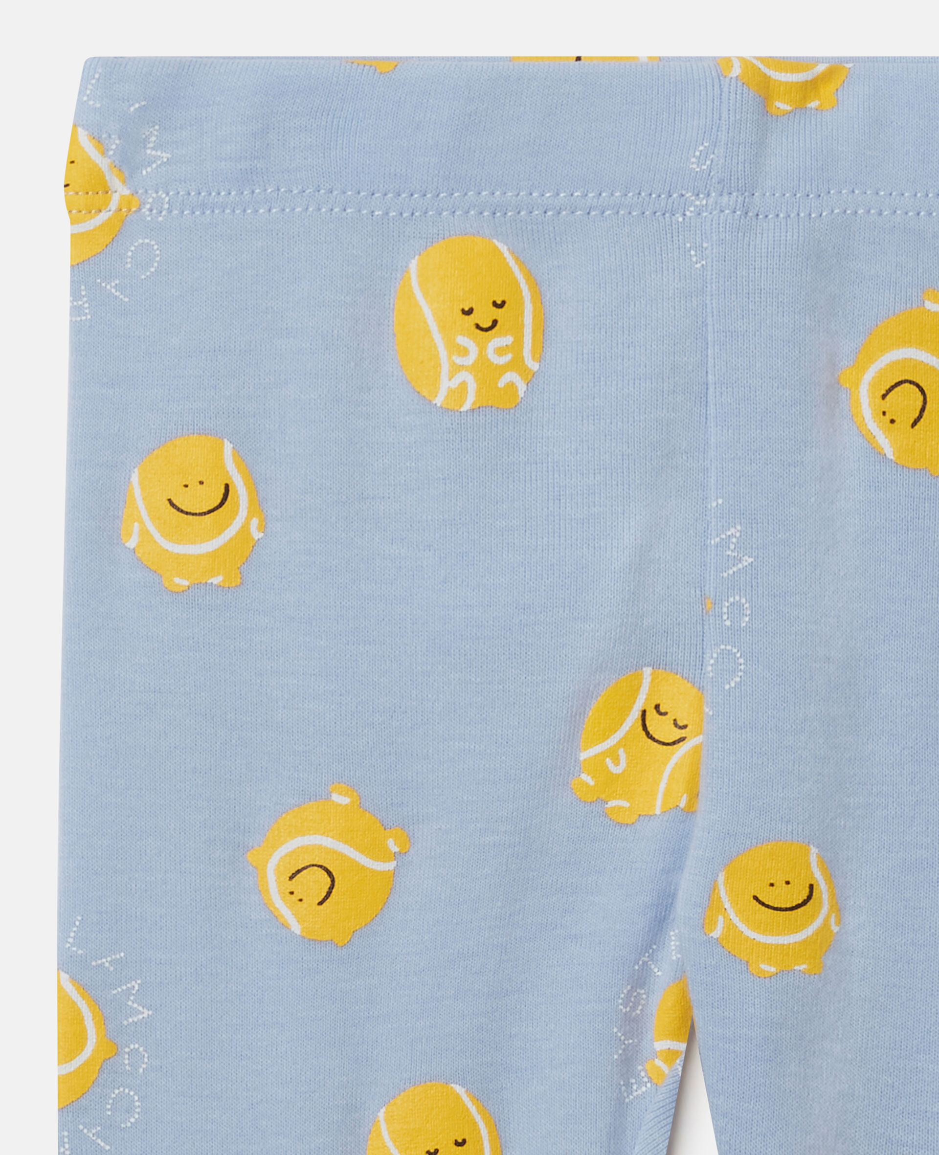 Tennis Ball Print Leggings-Blue-medium