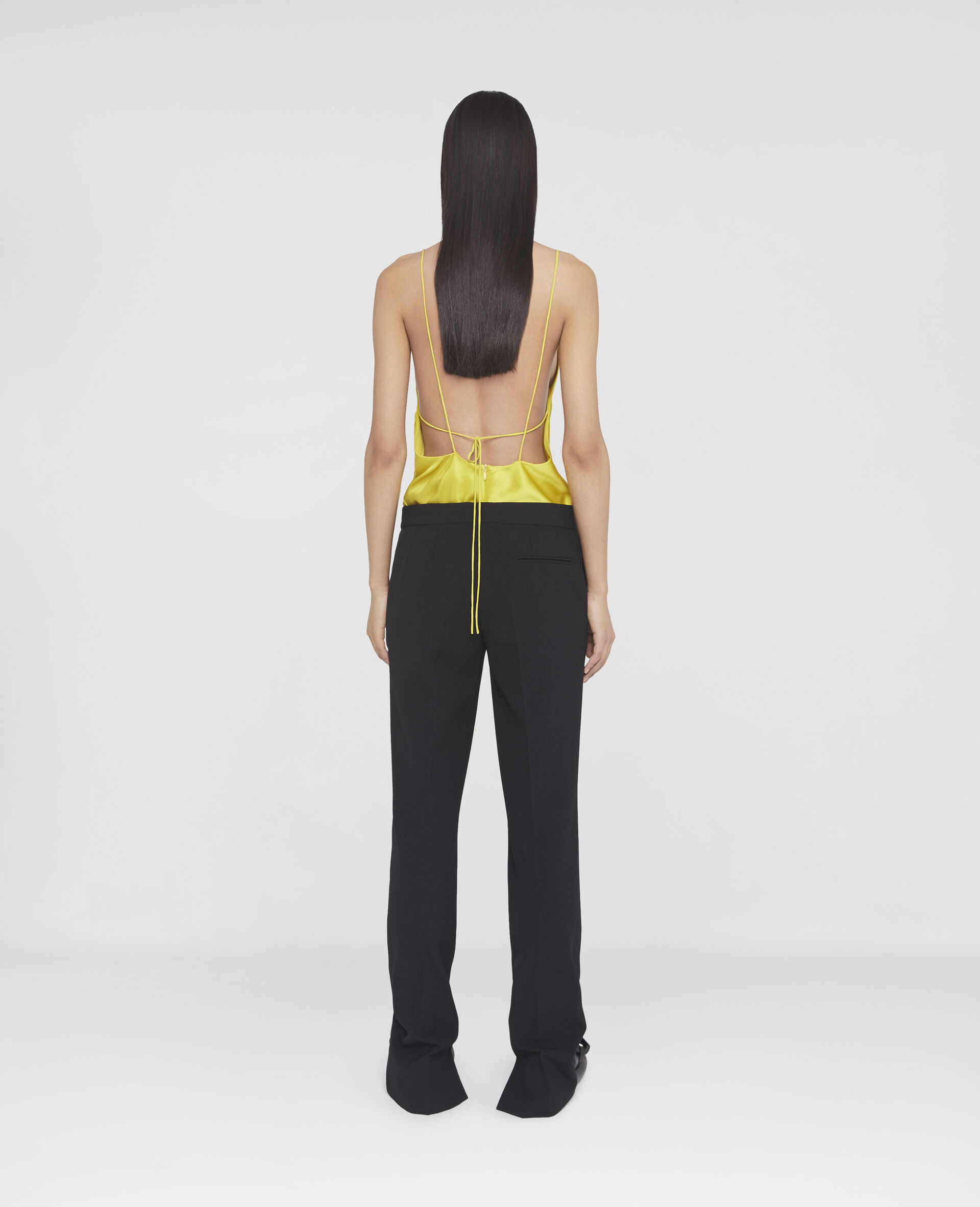 V Mesh Double Satin Cami Top-Green-large image number 2