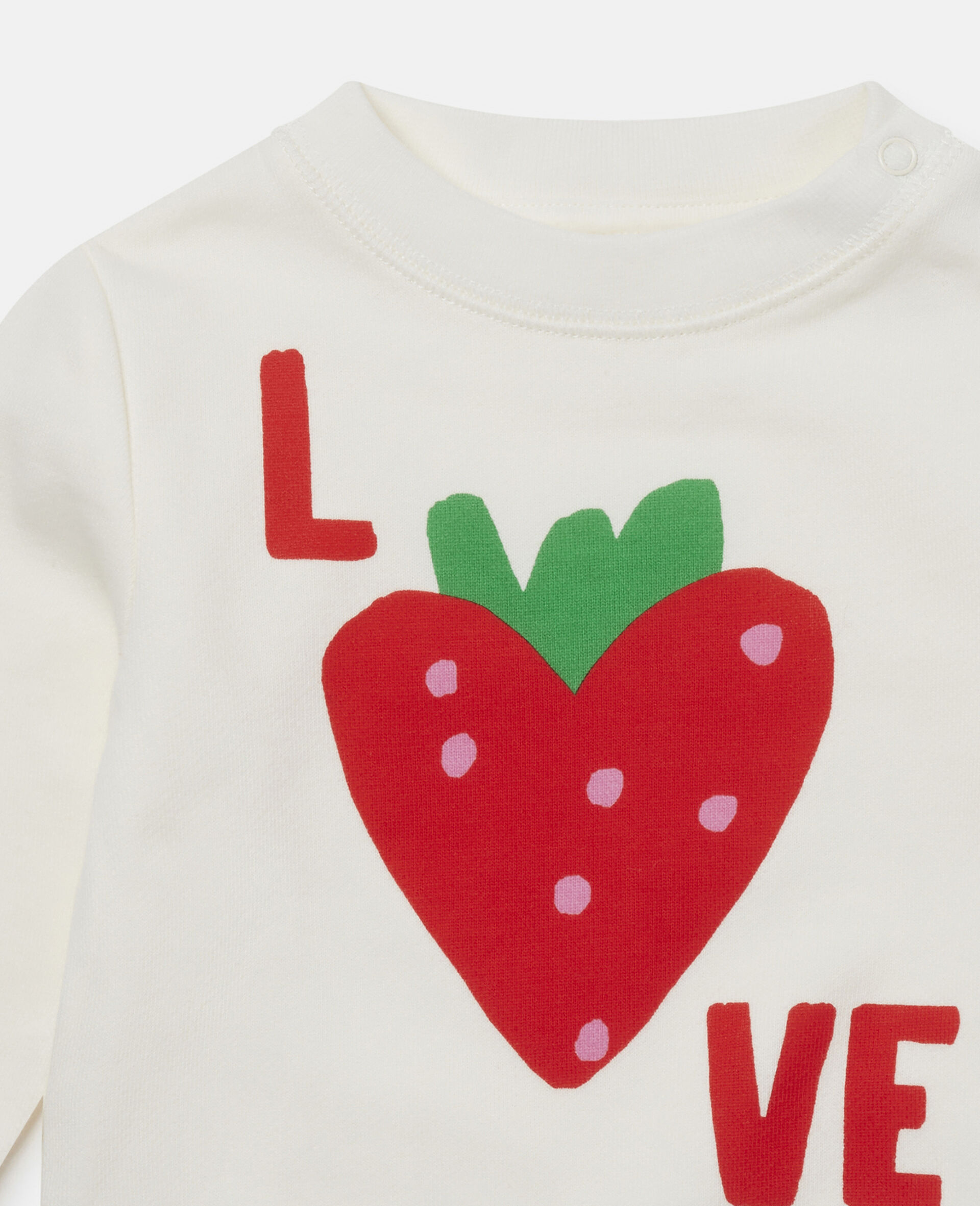 Strawberry Love Print Cotton Fleece Sweatshirt-White-large image number 1