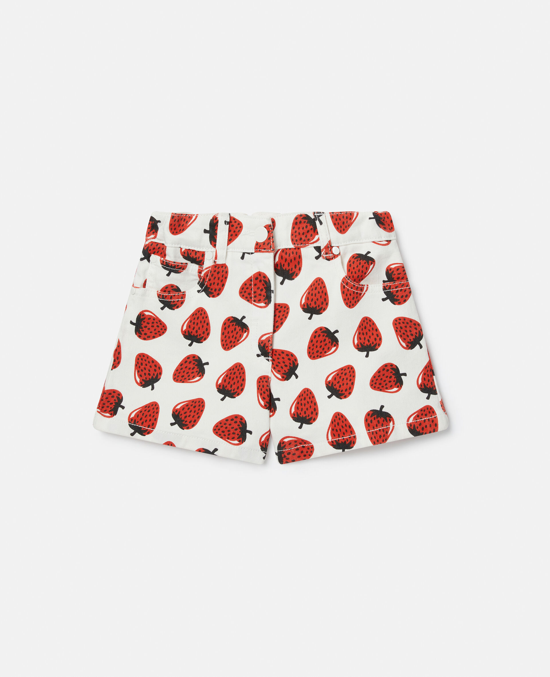 Strawberry Print Shorts-Cream-large image number 0