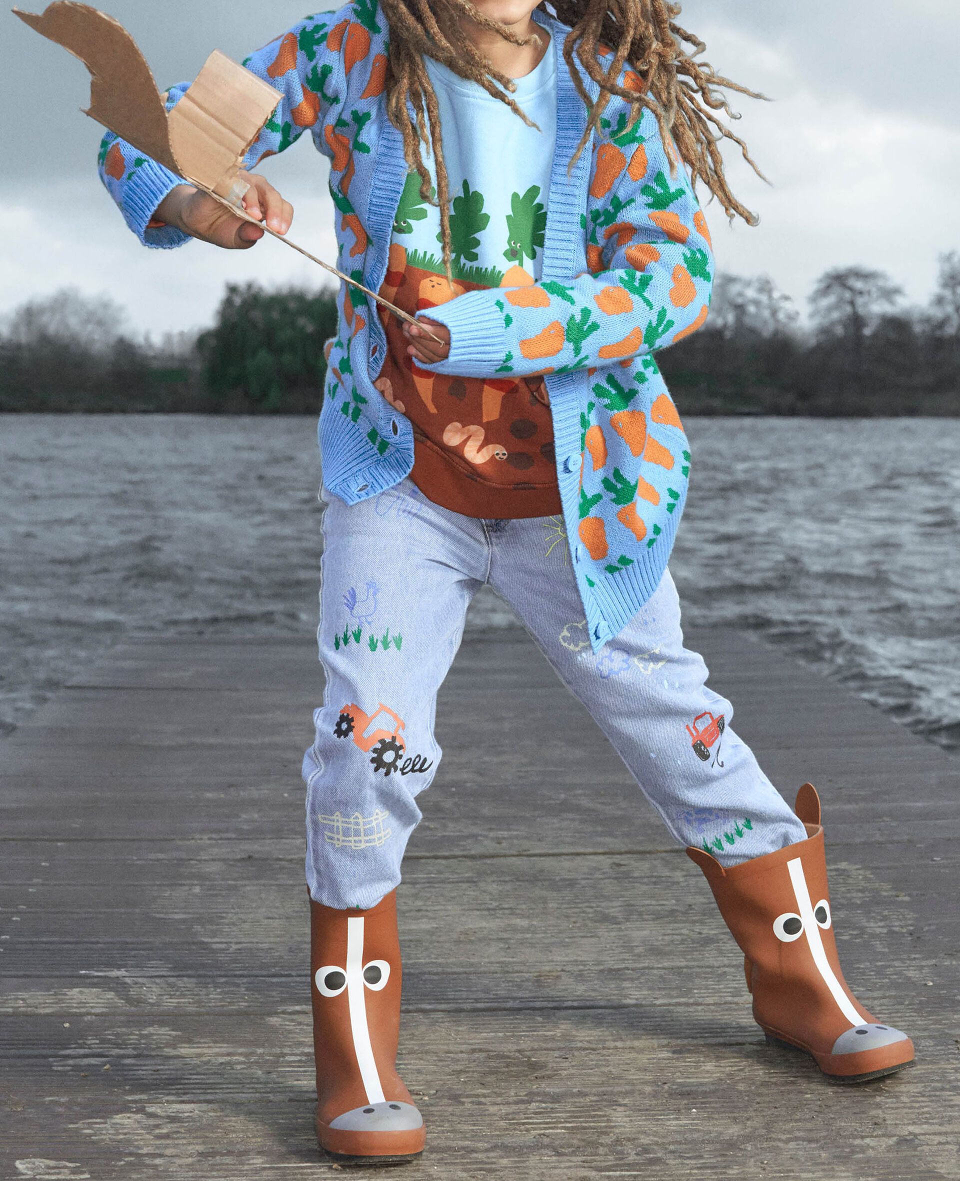 Bottes de pluie graphiques avec cheval-Marron-model