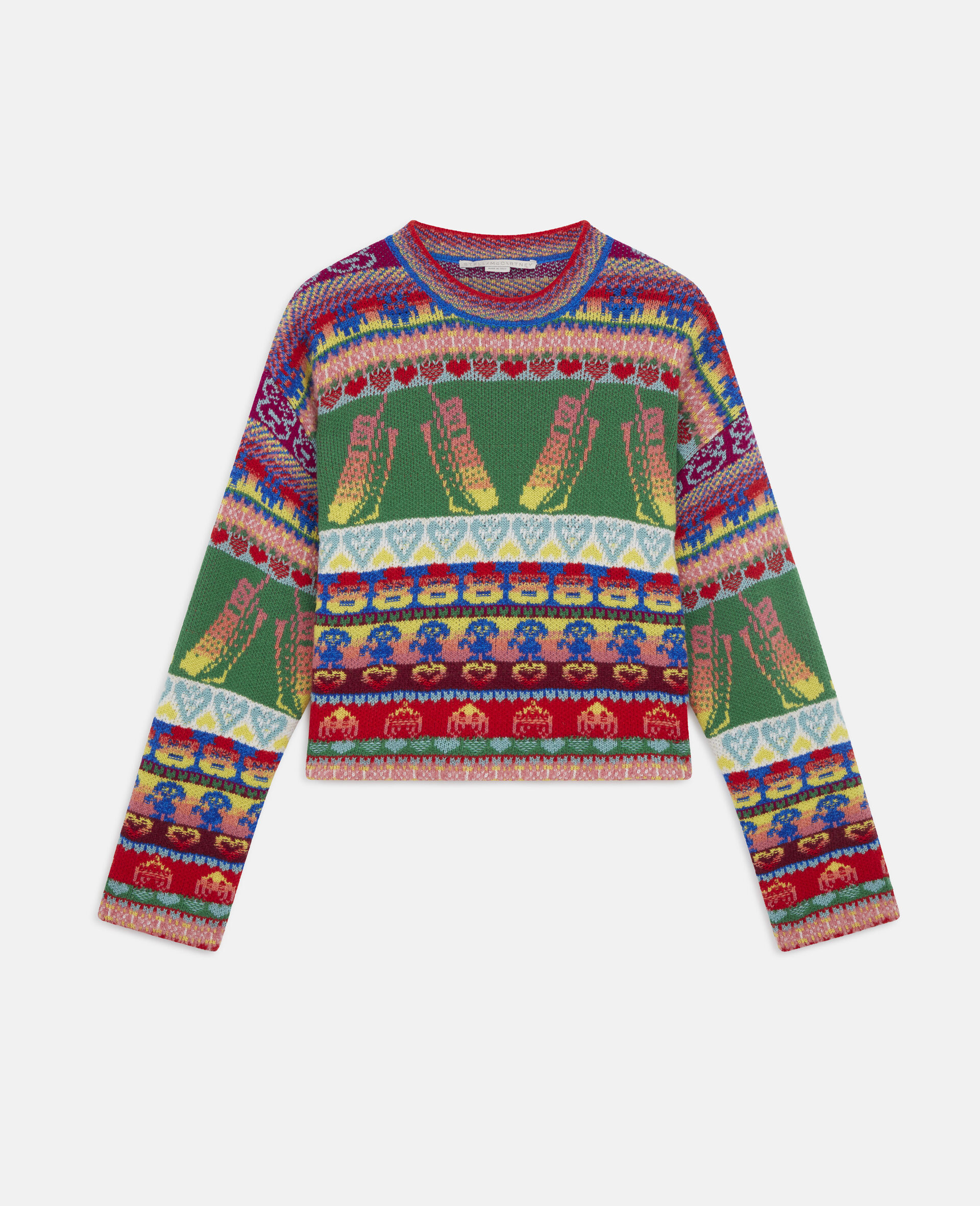Keep In Touch' Cropped Sweater-Multicoloured-large