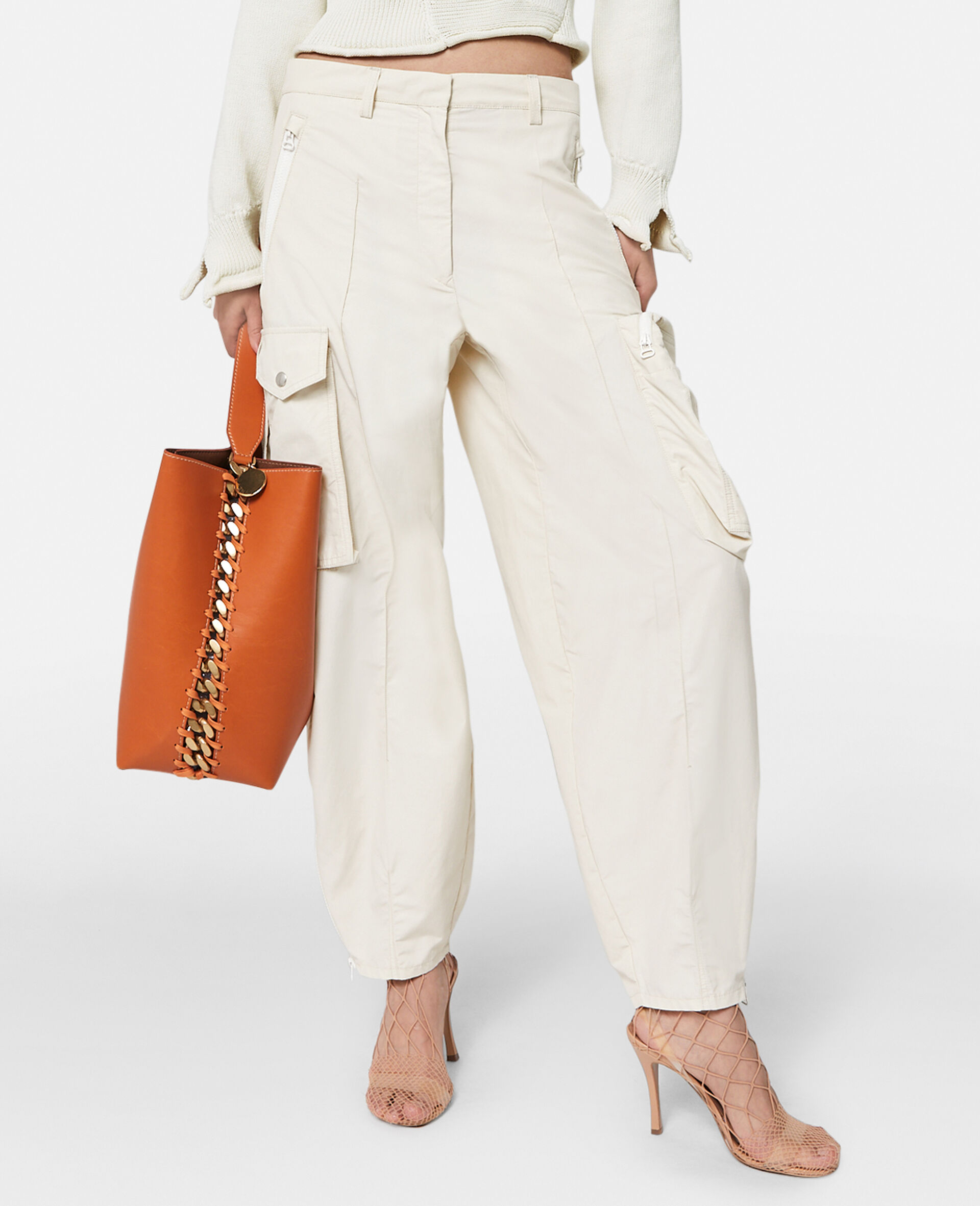 Balloon Leg Cargo Trousers-Beige-large image number 3