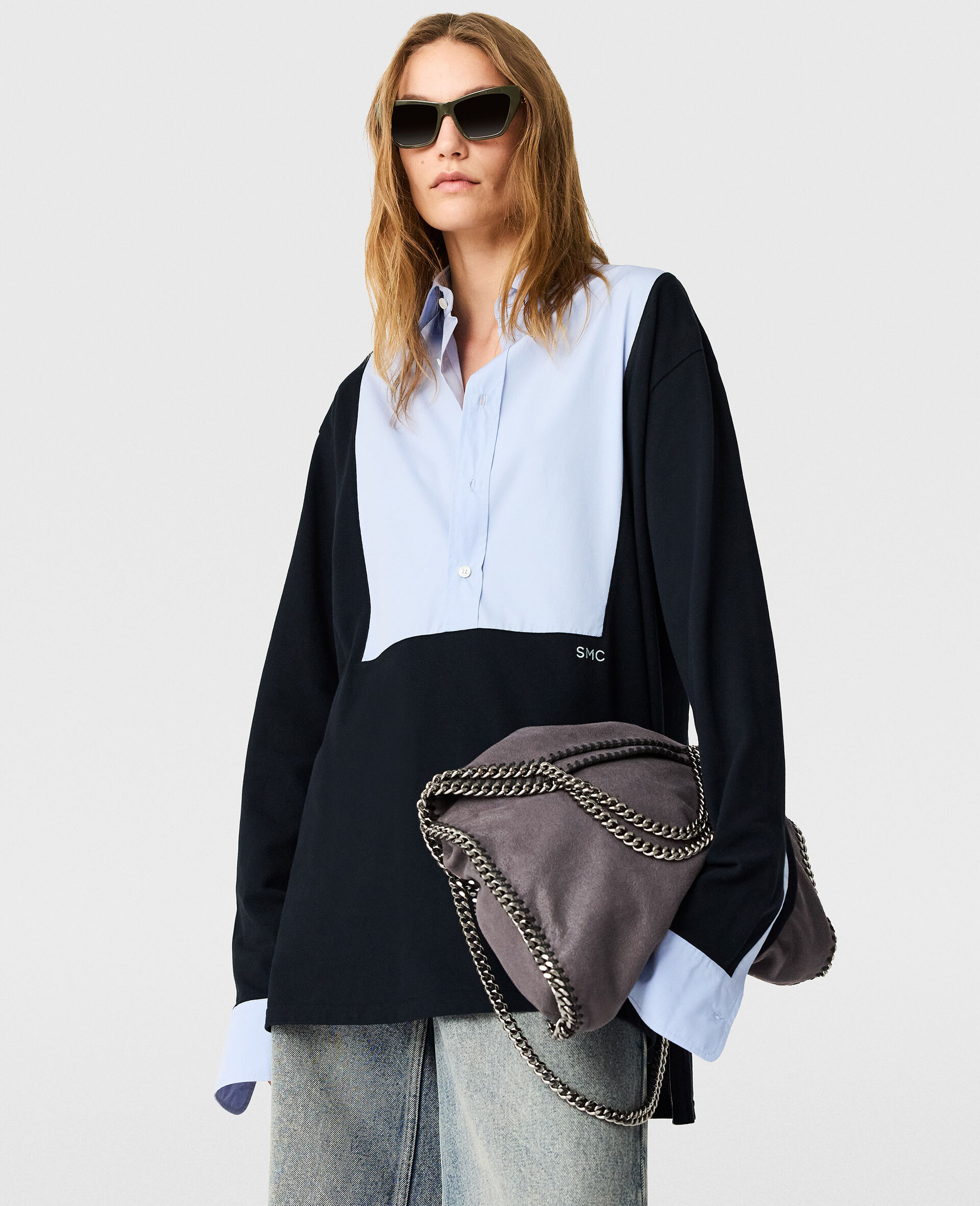 Camicia Polo Ibrida Stile Rugby-Blu-medium