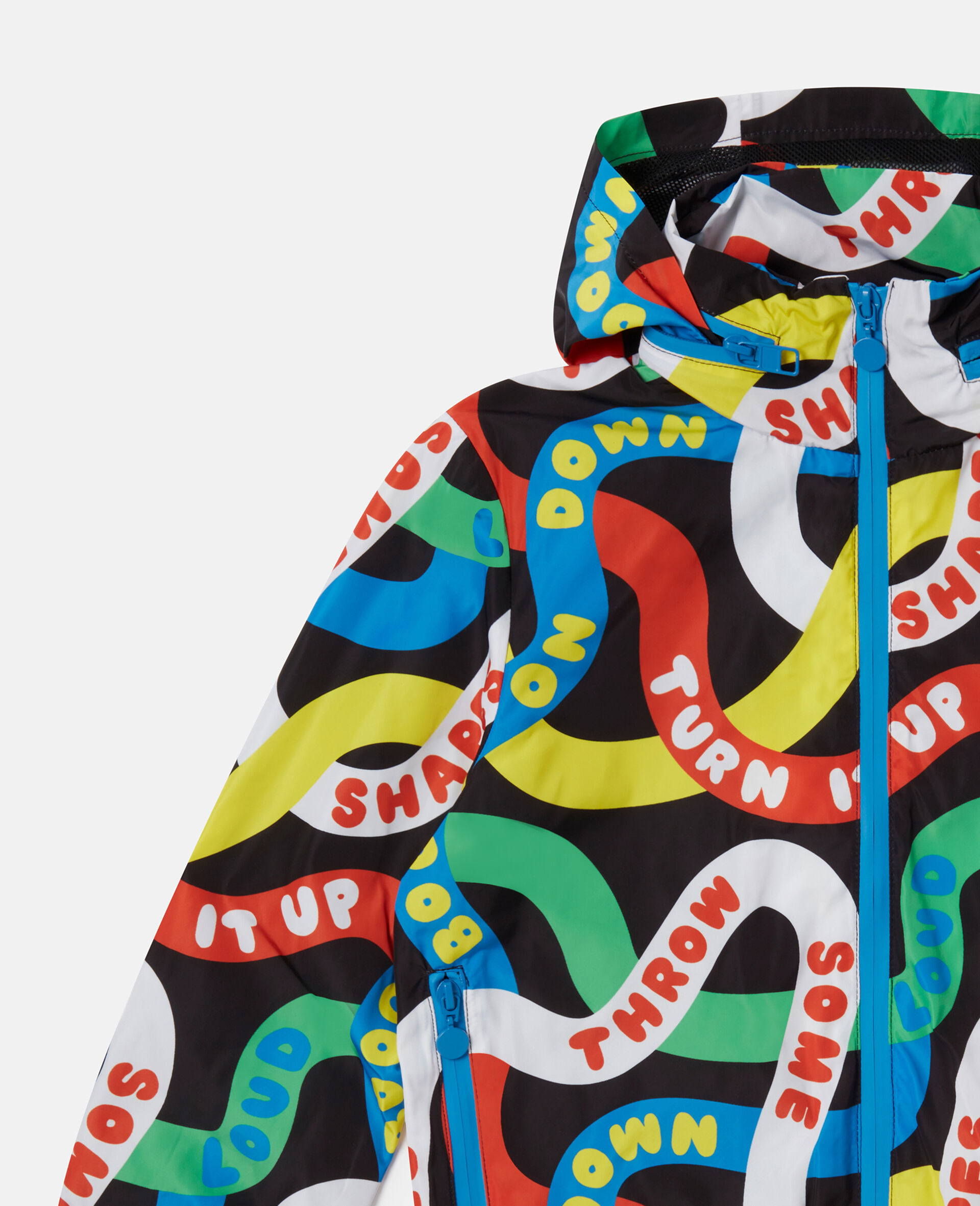 Dancing Words Print Hooded Jacket-Black-large image number 1