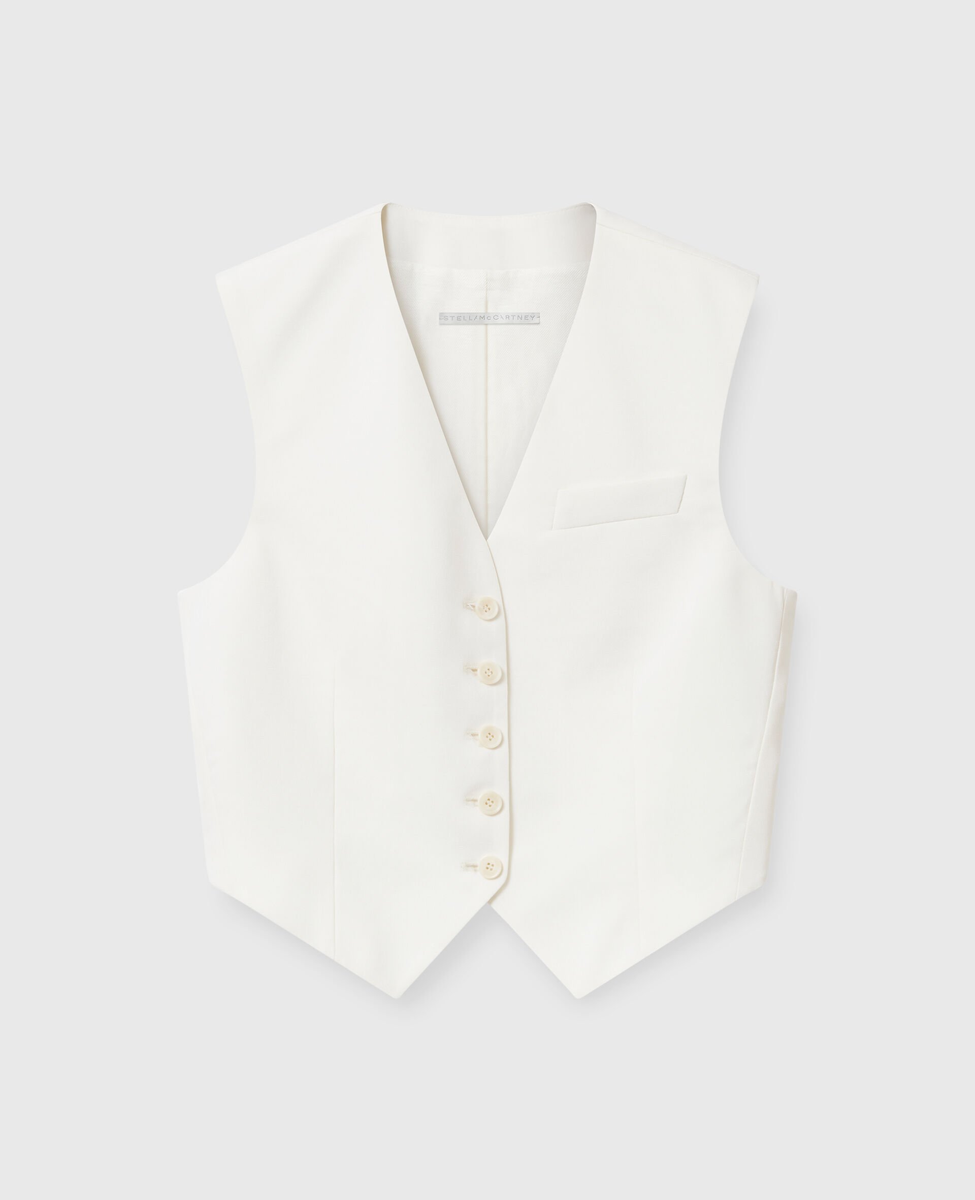 Cropped Tailored Wool Waistcoat-Cream-medium