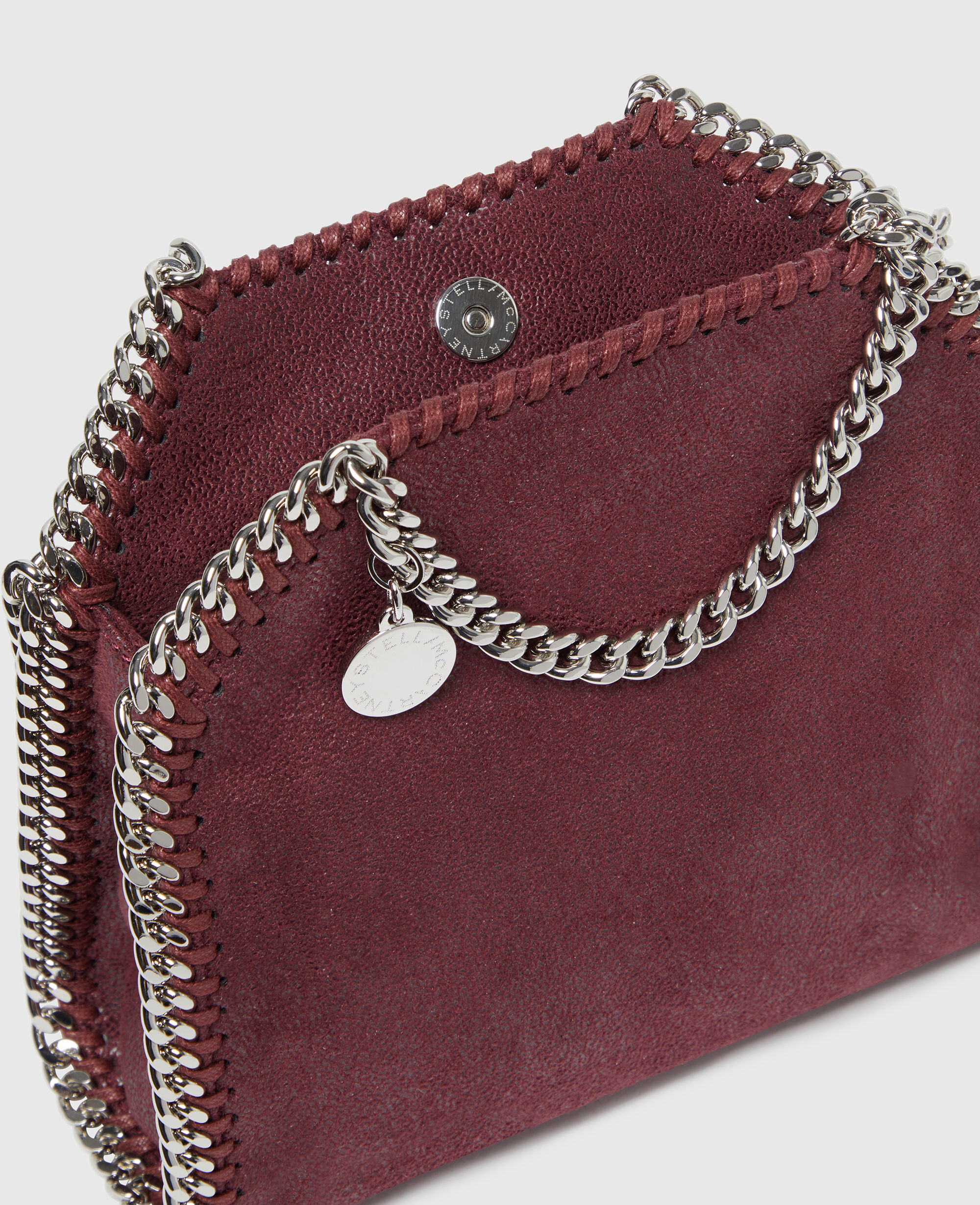 トートバッグ Stella Mccartney Tote Bag Micro Falabella Plum Colour Women Burgundy Falabella Tiny Tote Crinkled Patent Bag