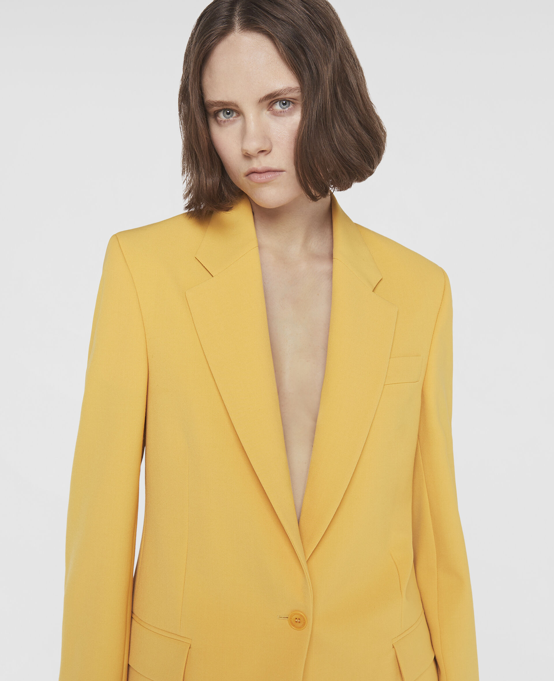 Wool Twill Single-Breasted Blazer-Yellow-large image number 3