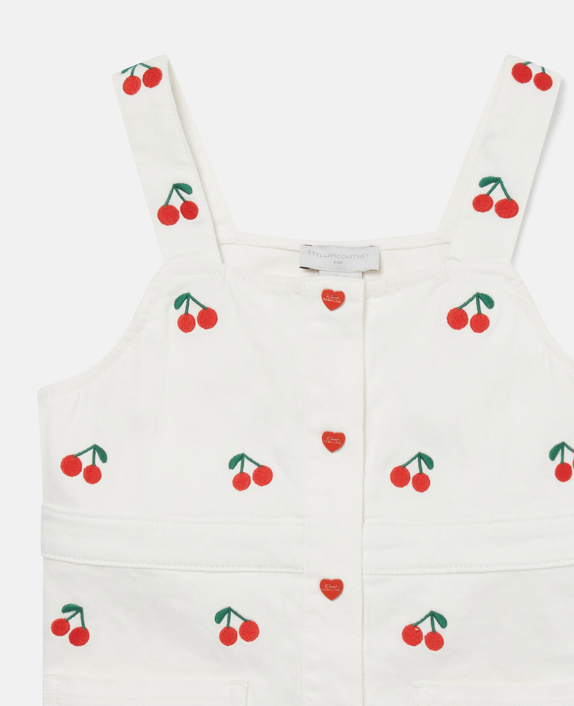 Cherry Embroidered Sleeveless Dress-Cream-large image number 1