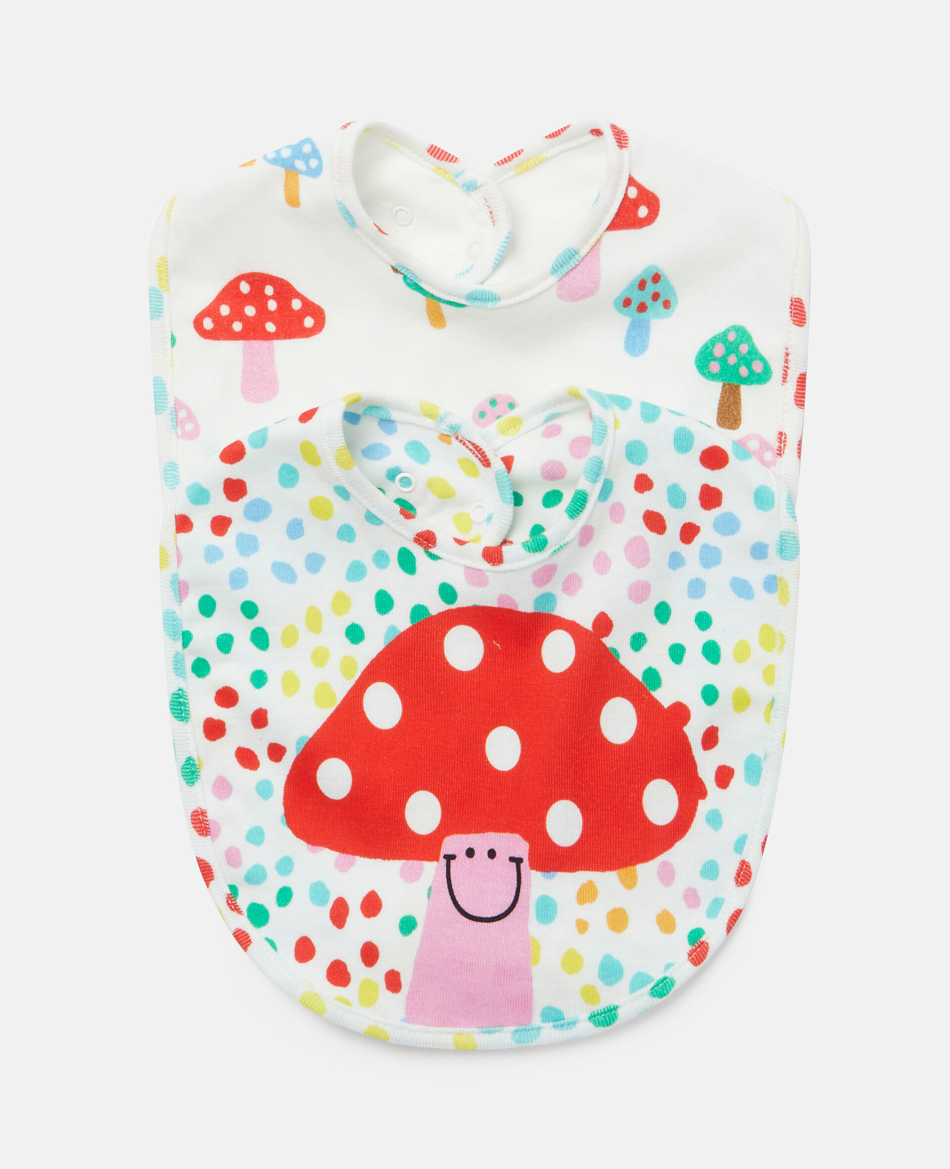 Jersey Cotton Mushroom Print Bib Set-White-large image number 0