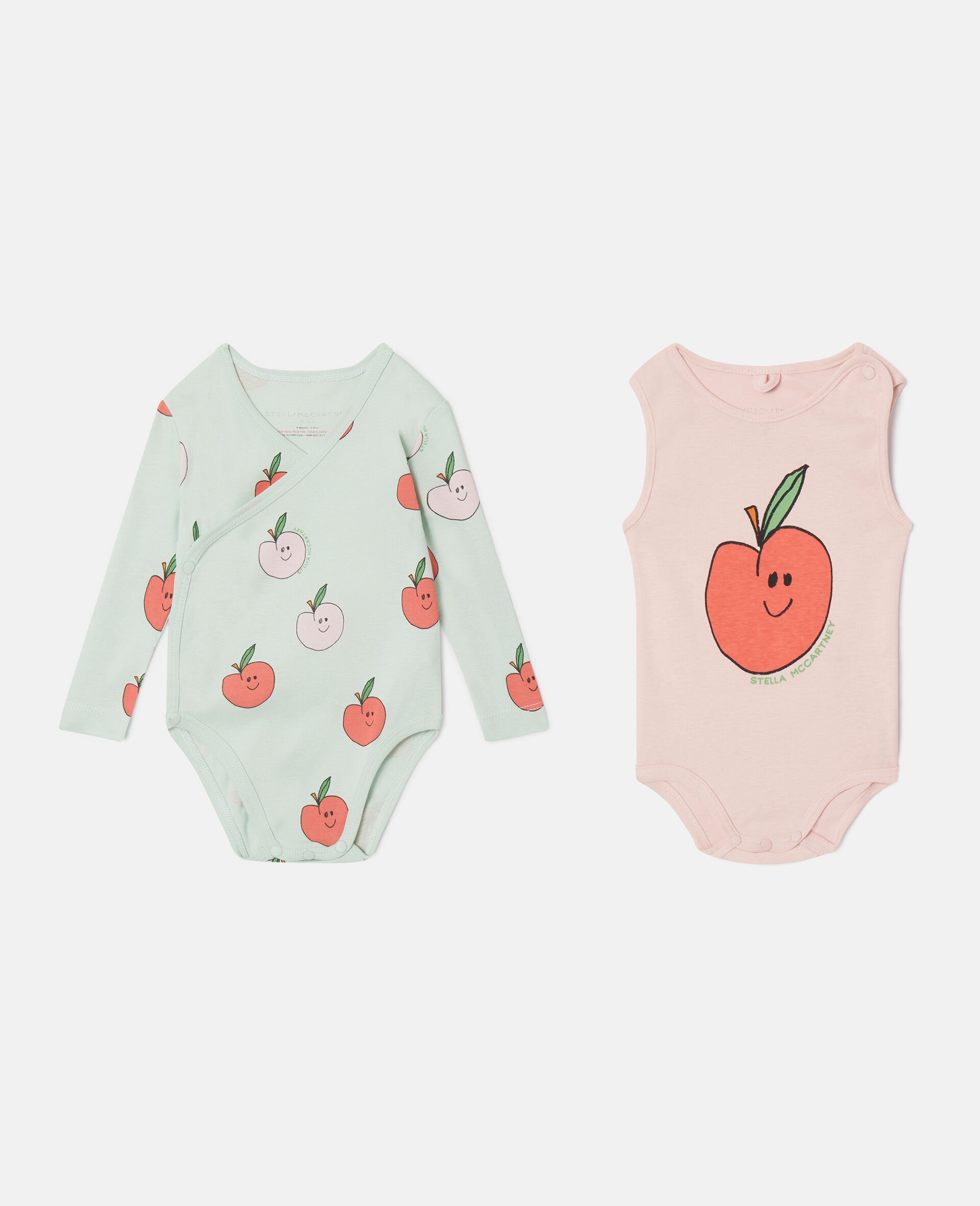 Apple Print Bodysuit and Sleepsuit Set-Multicolour-large image number 0