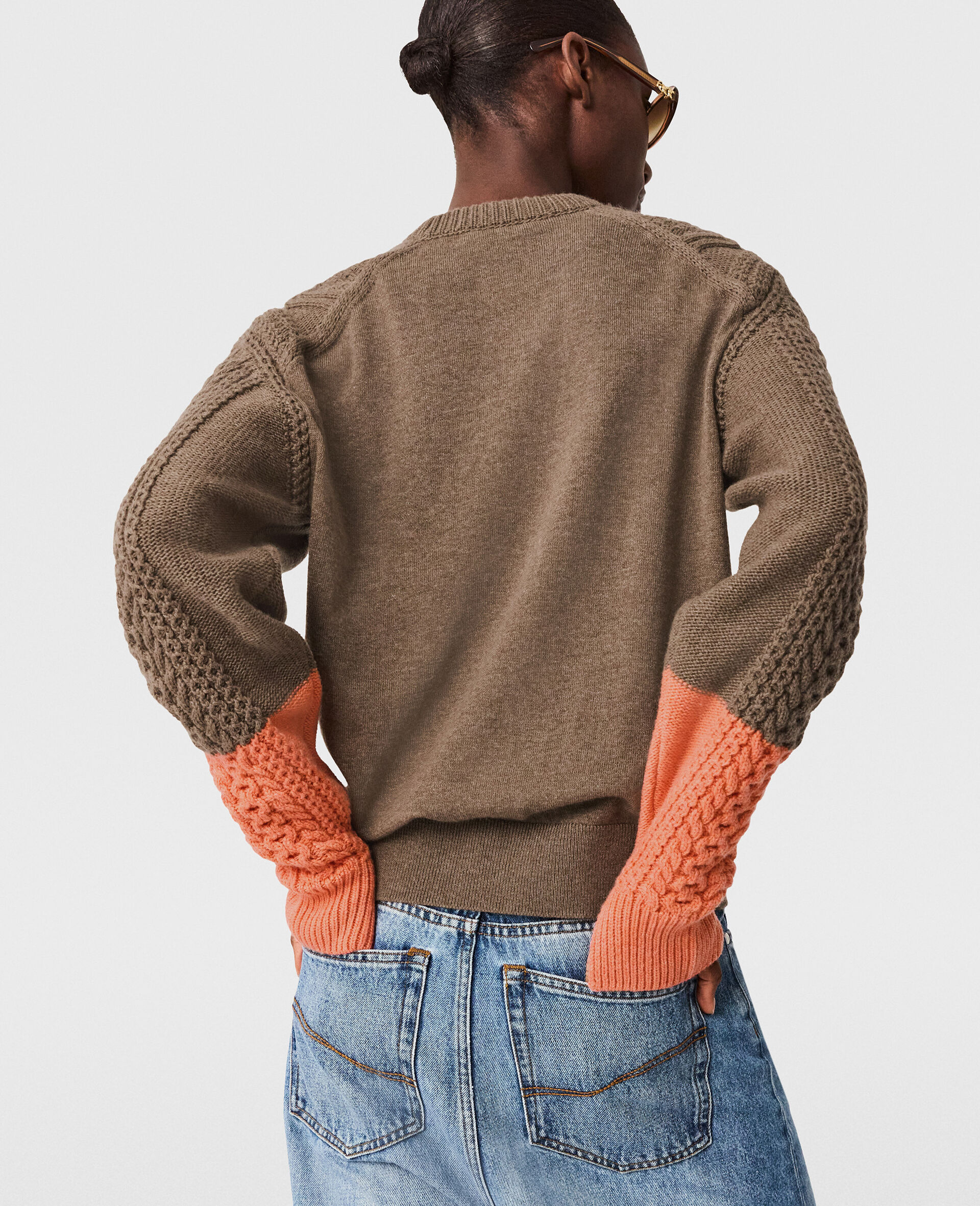 Hybrider Strickpullover mit Rundhalsausschnitt-Brown-large image number 4