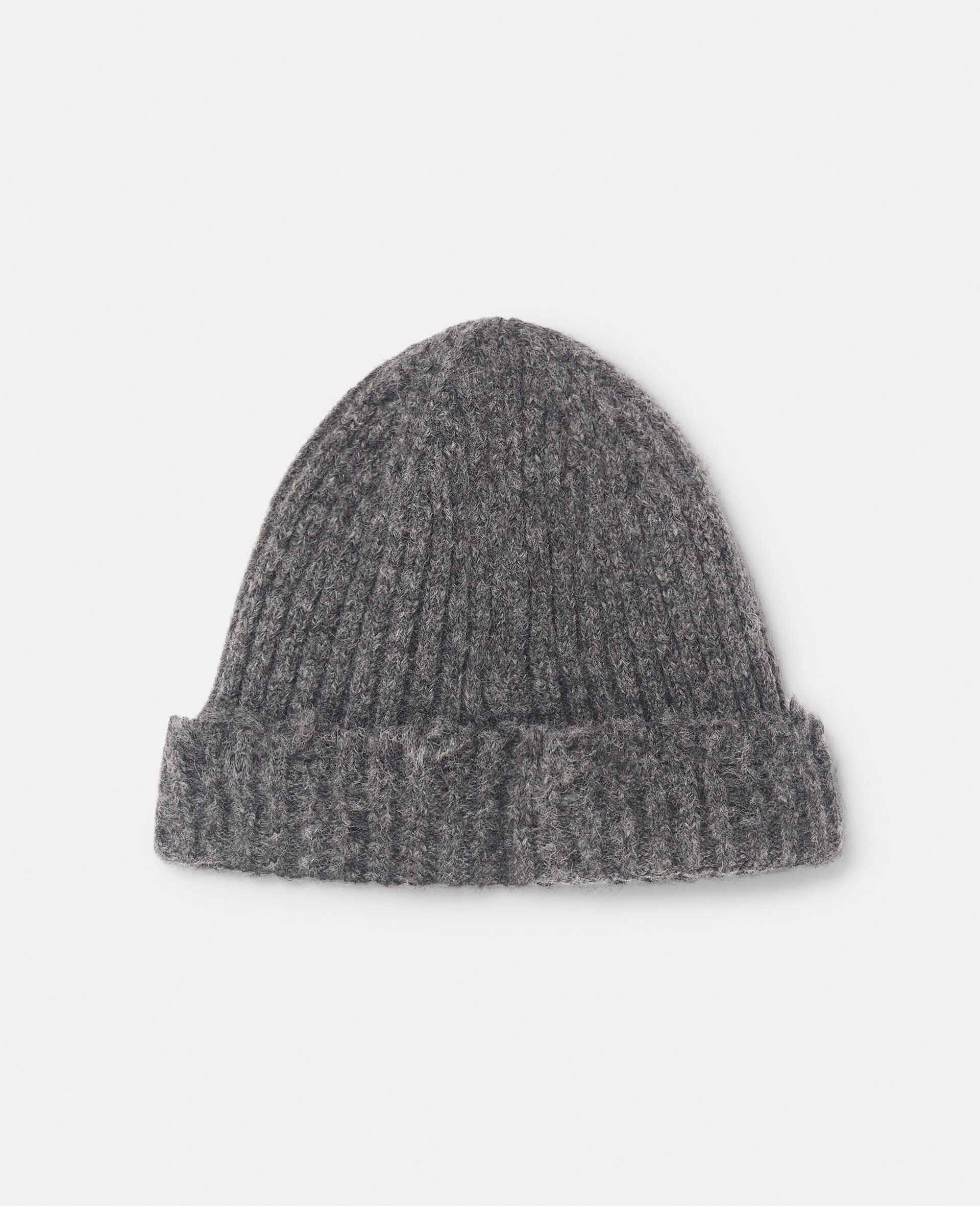 Distressed Ribbed Knit Beanie -Grey-large Distressed Ribbed Knit Beanie -Grey-large image number 1