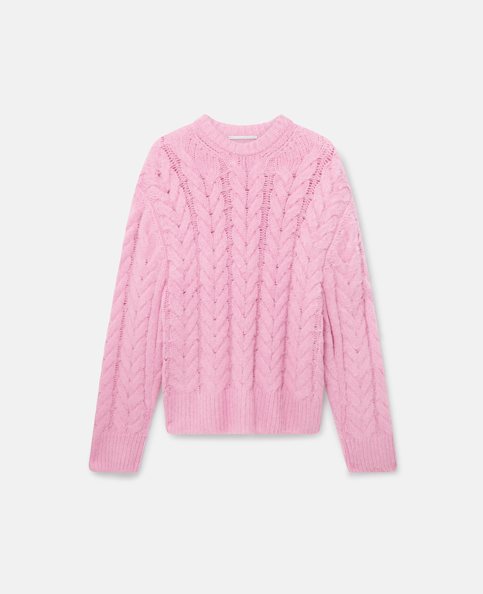 Cable Knit Cape Jumper-Pink-medium