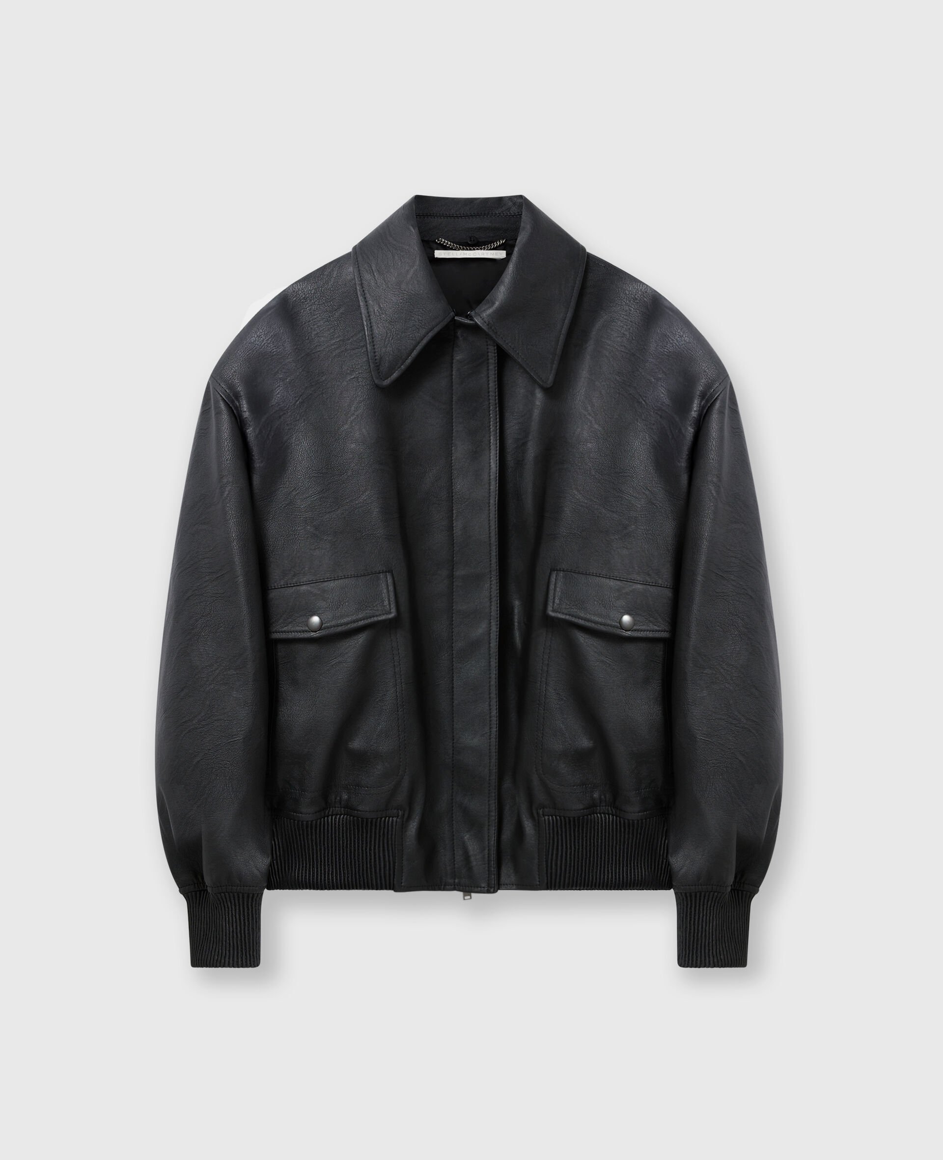 Oversized Vegan Bomber Jacket-Black-large image number 0
