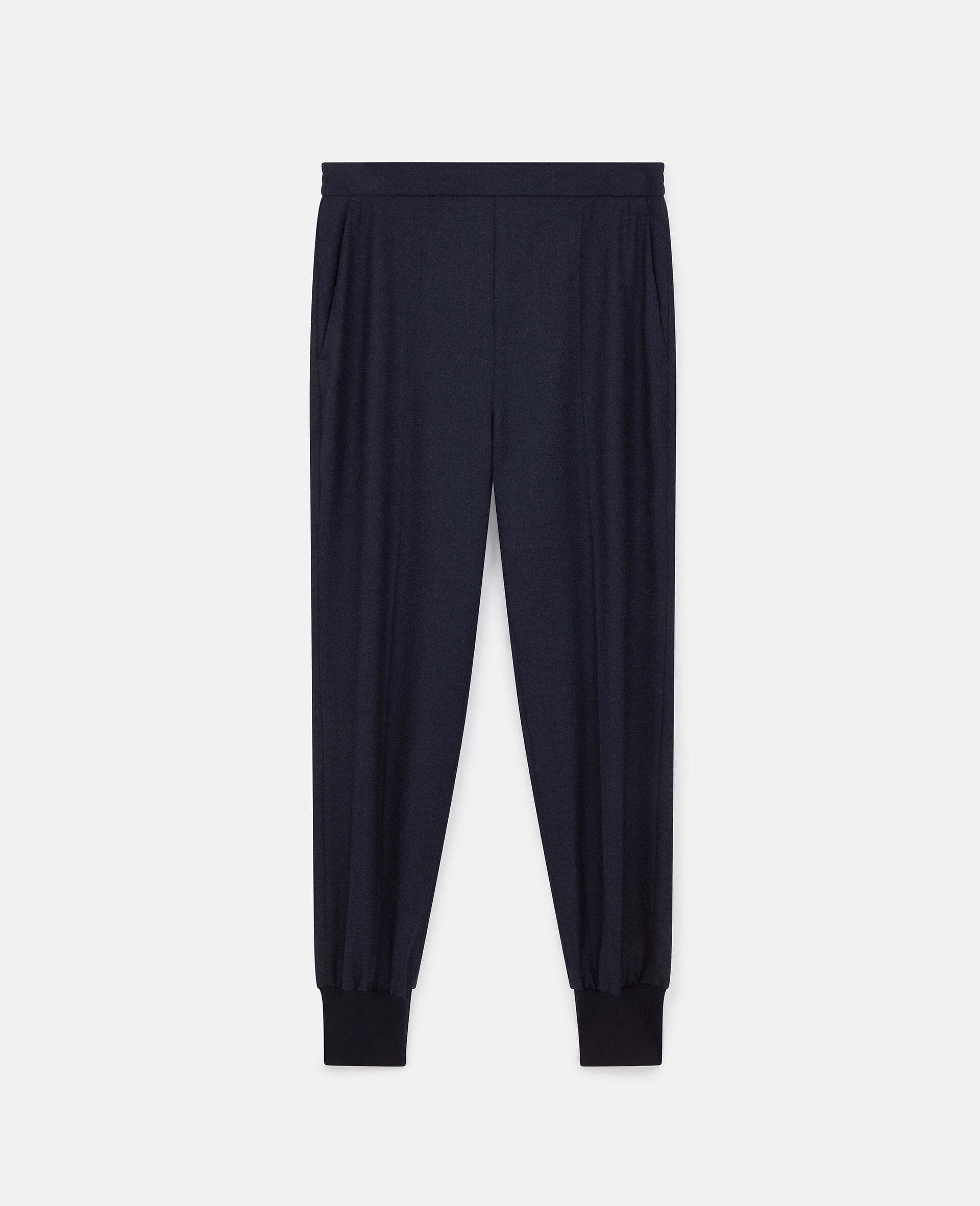Elasticated Wool Joggers-Blue-large image number 0