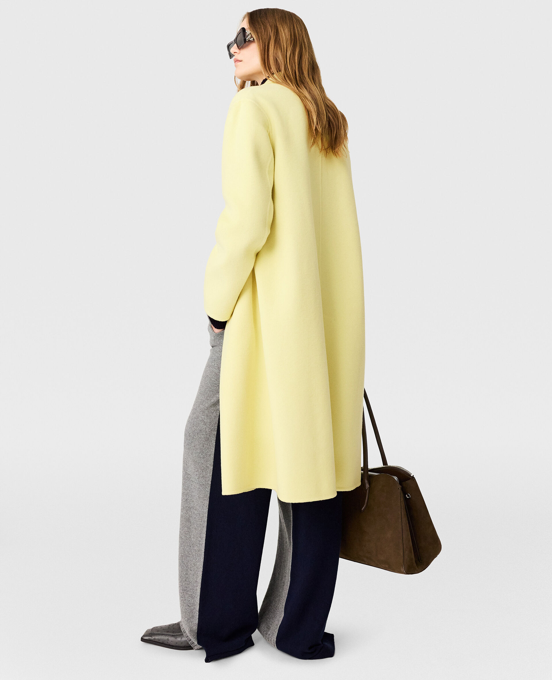 Double-Breasted Longline Peacoat-Yellow-large image number 3