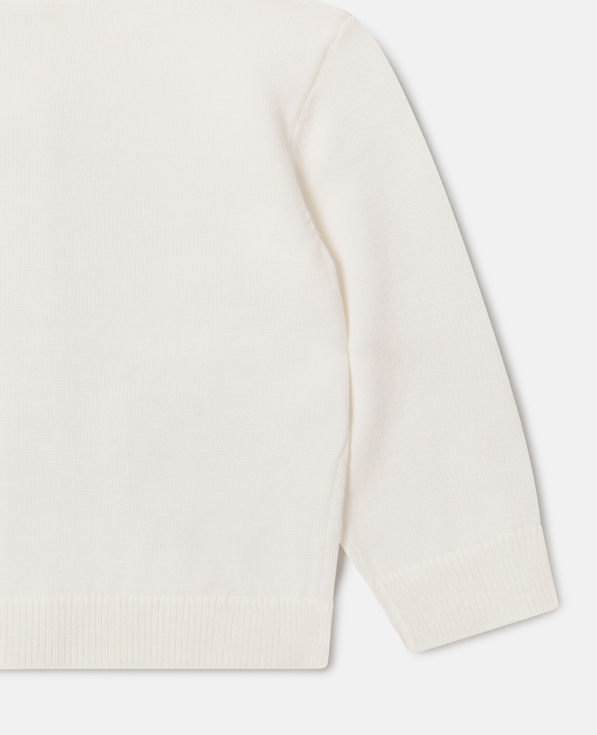 Motif Pocket Cotton Cardigan-White-large image number 3