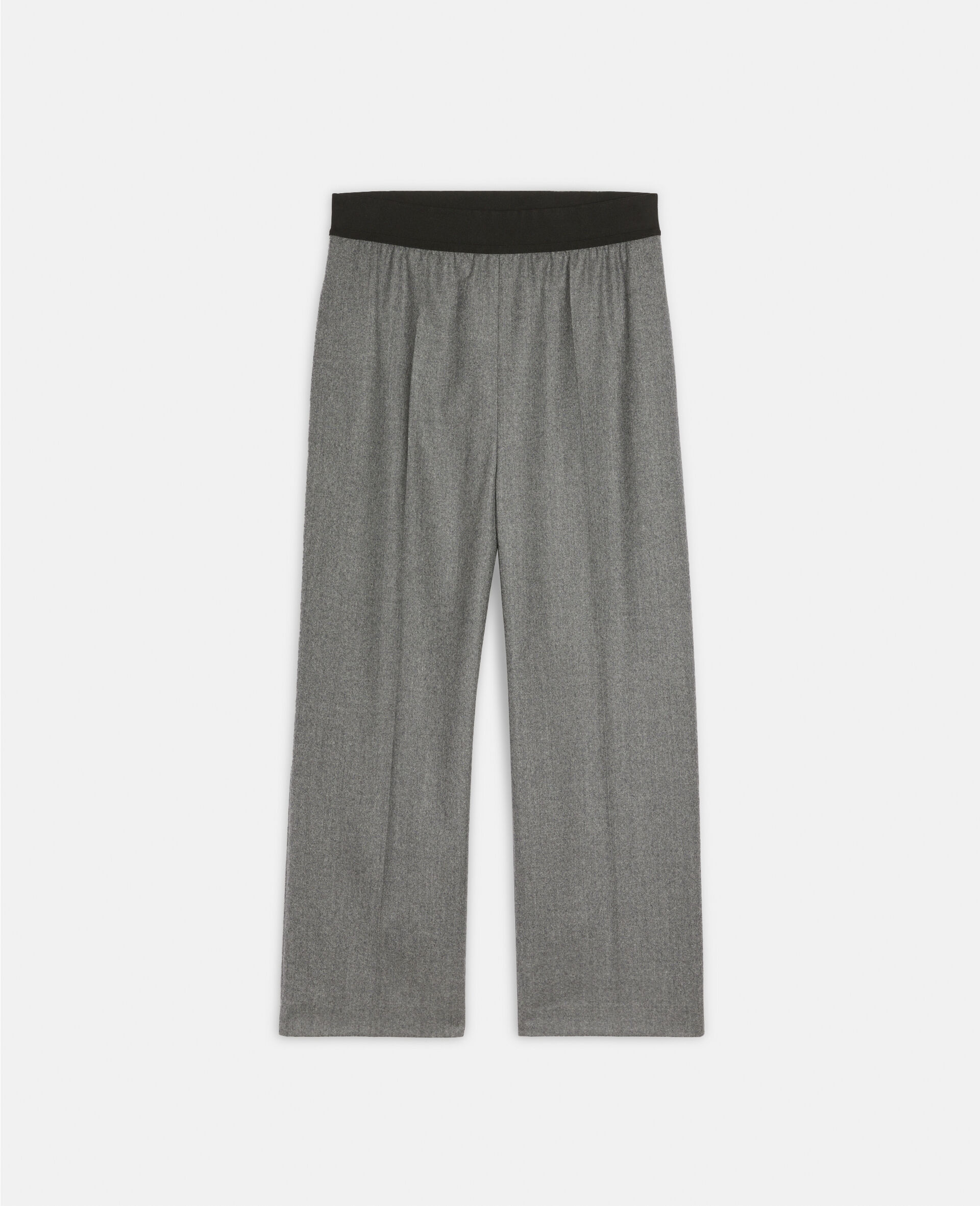 Wool Flannel Tailored Trousers-Grey-large image number 0