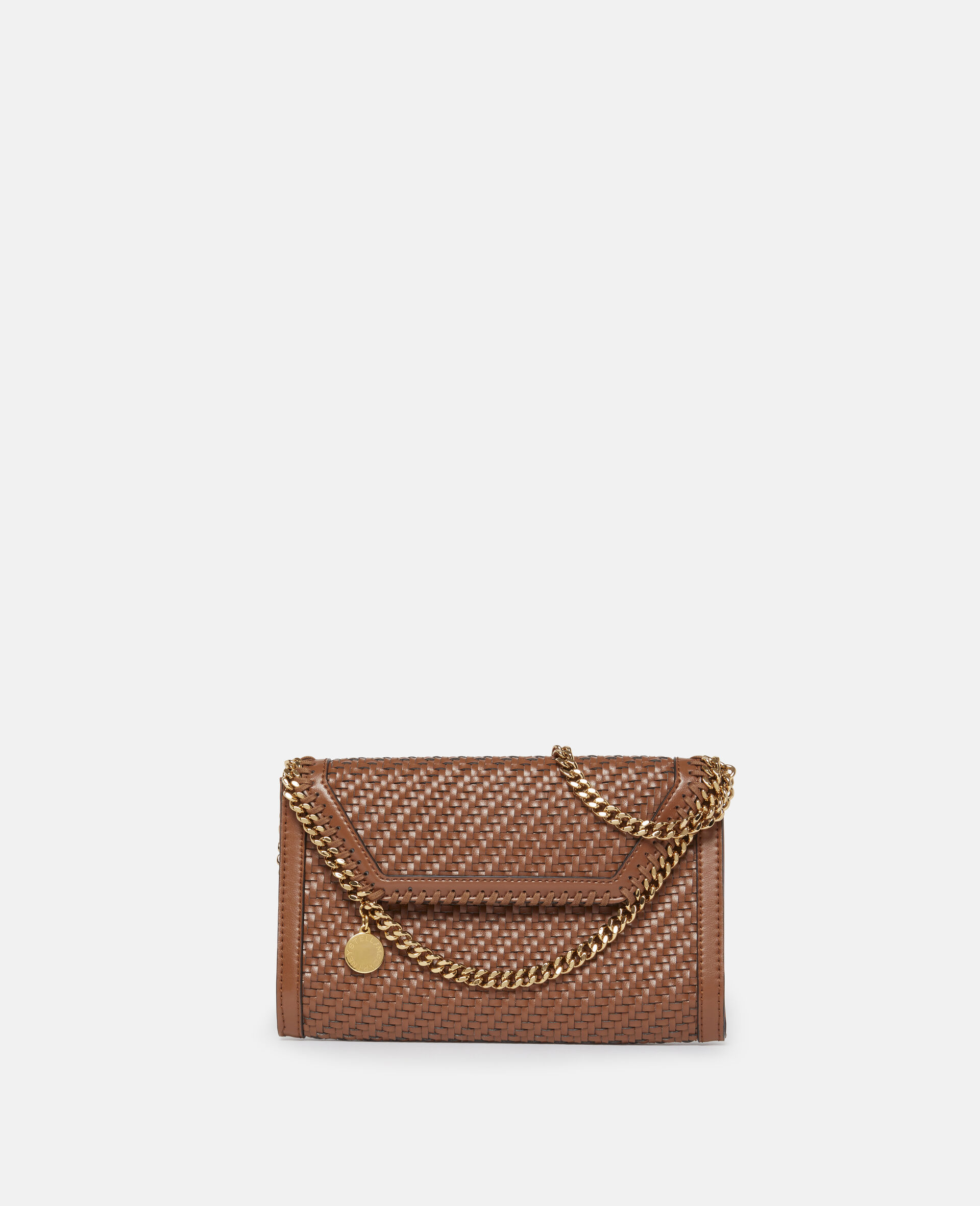 Falabella Woven Wallet Crossbody Bag-Brown-model
