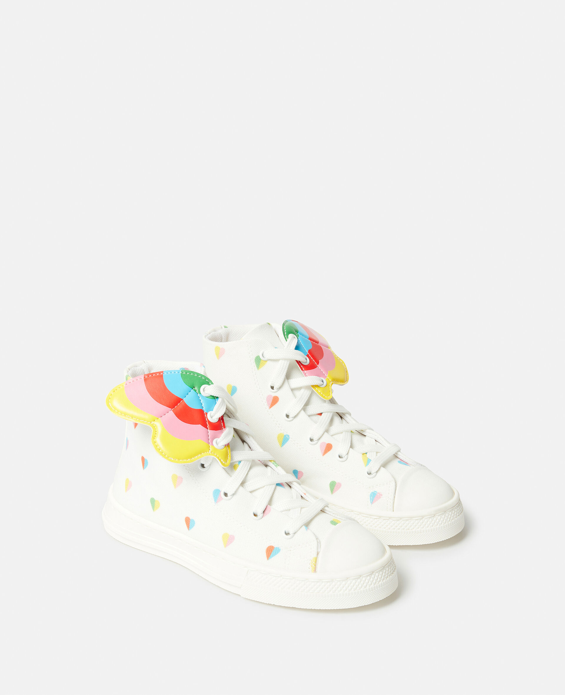 Heart Print High-Top Trainers with Wings-White-large image number 1