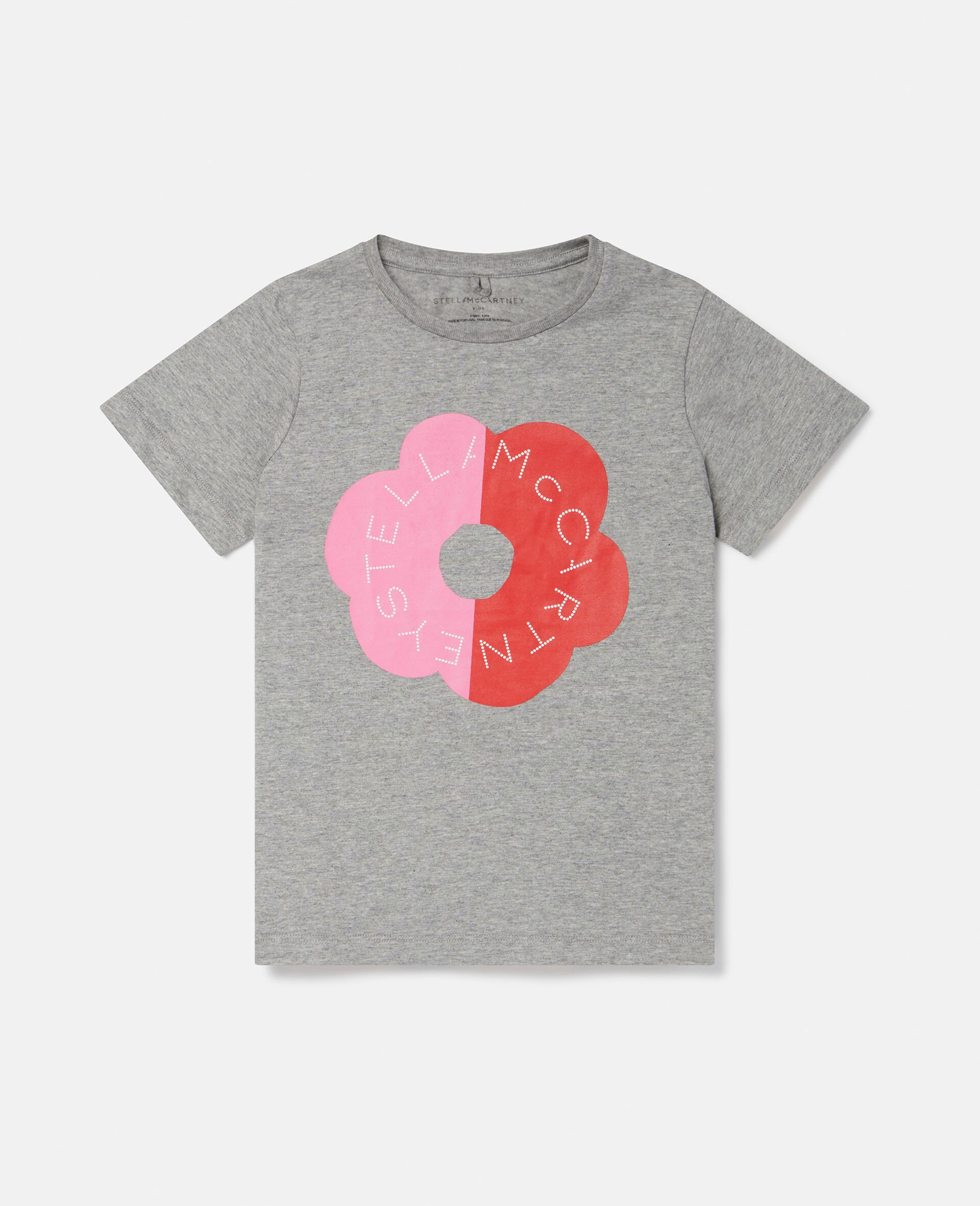 Flower Logo Cotton T‐Shirt-Grey-large image number 0
