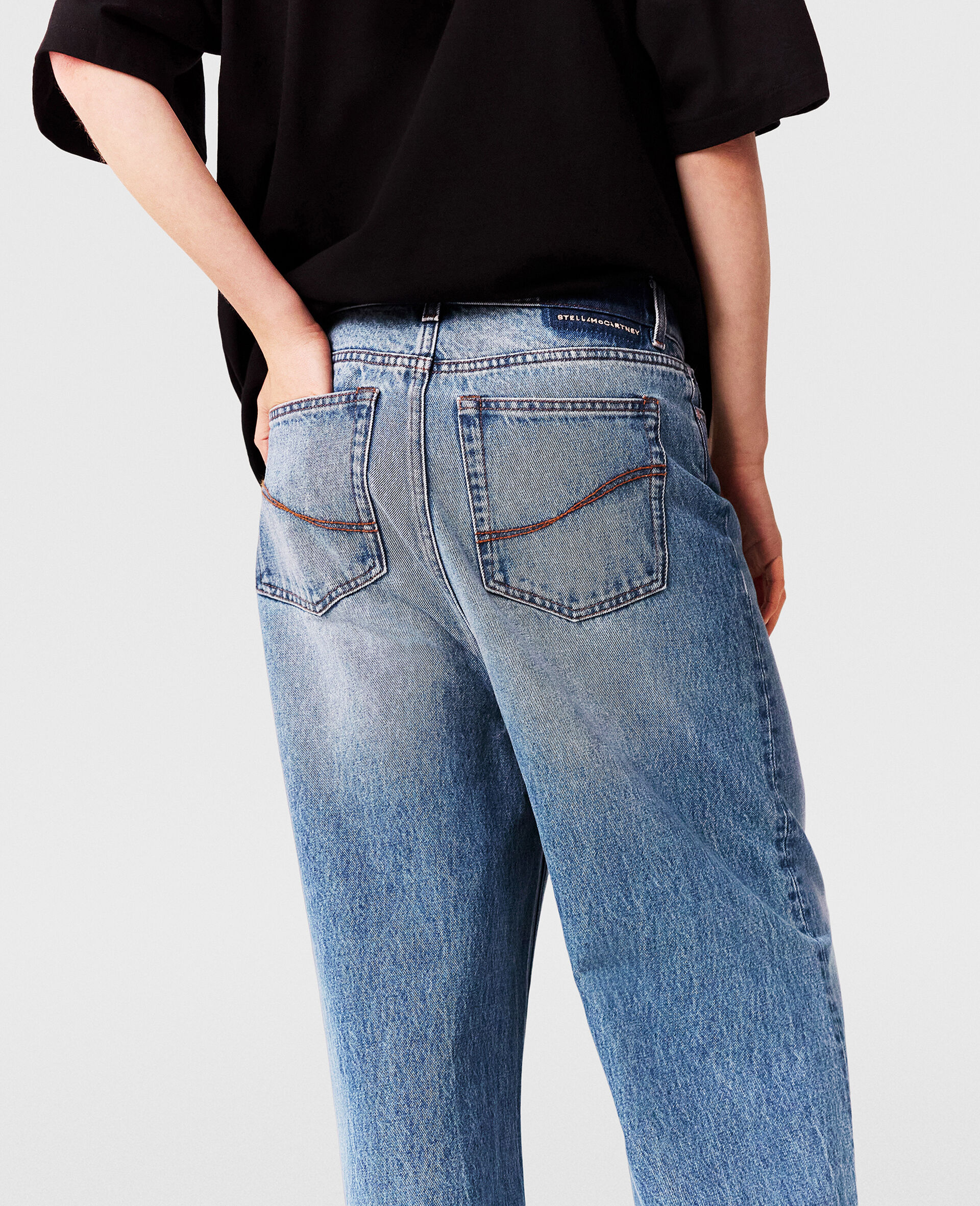 Faded Wide-Leg High-Rise Denim  Jeans-Blue-large image number 6