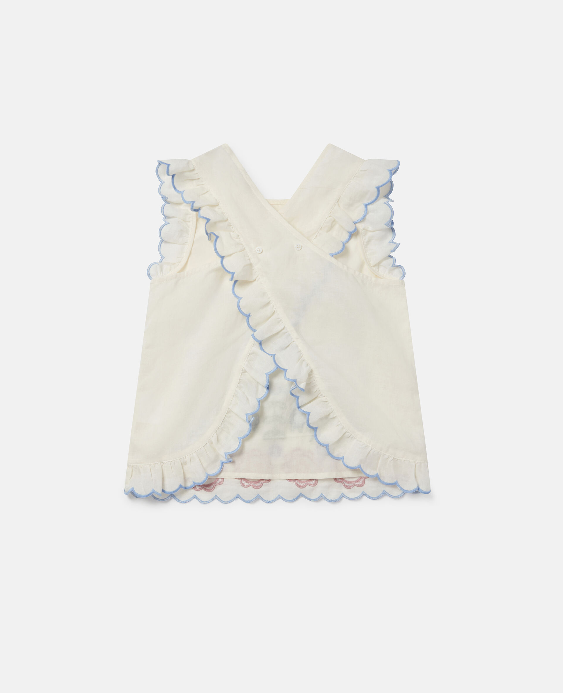 Flower Embroidered Ramie Top-White-large image number 2