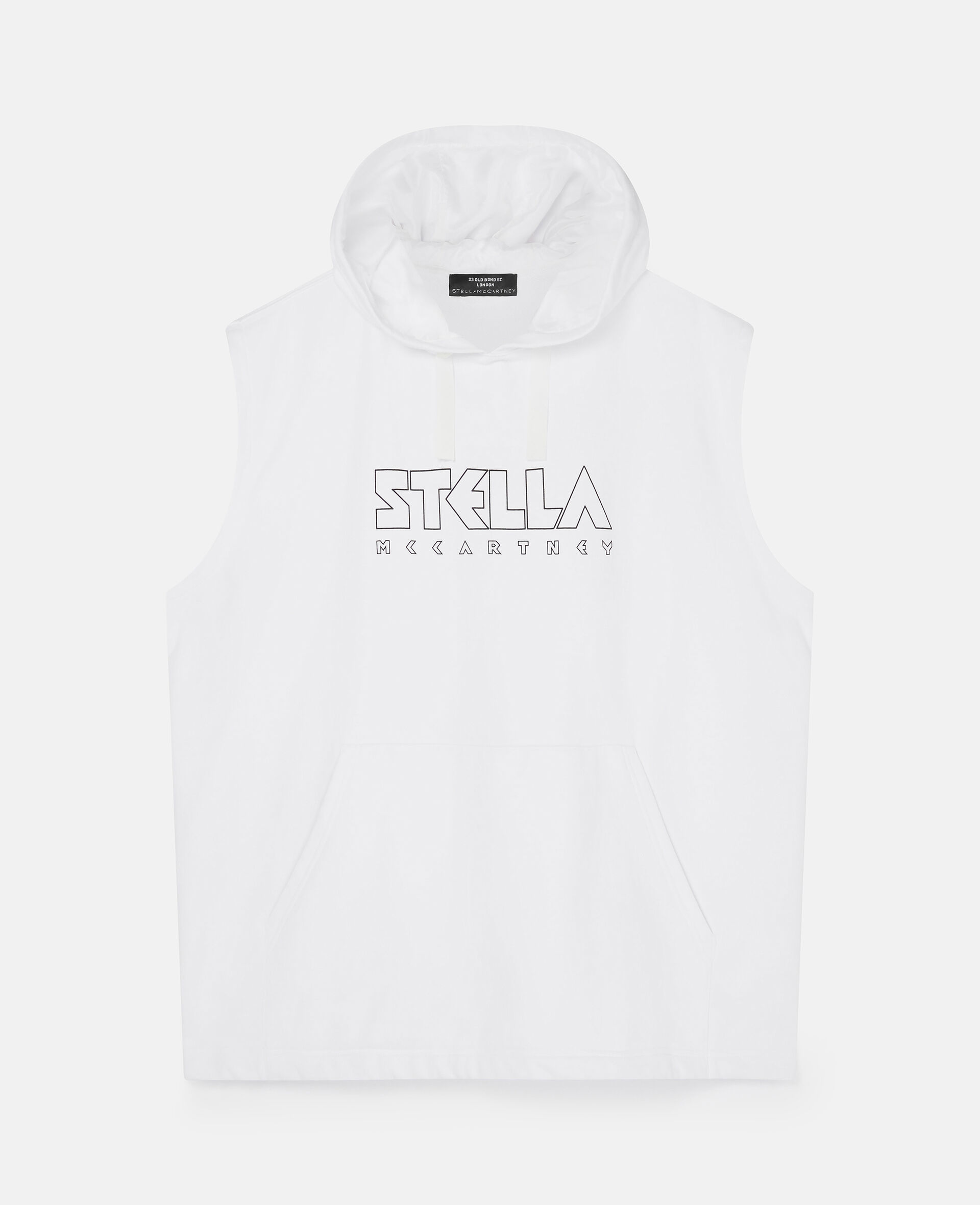 Sweat a capuche en coton sans manches avec logo Stella-Blanc-large image number 0