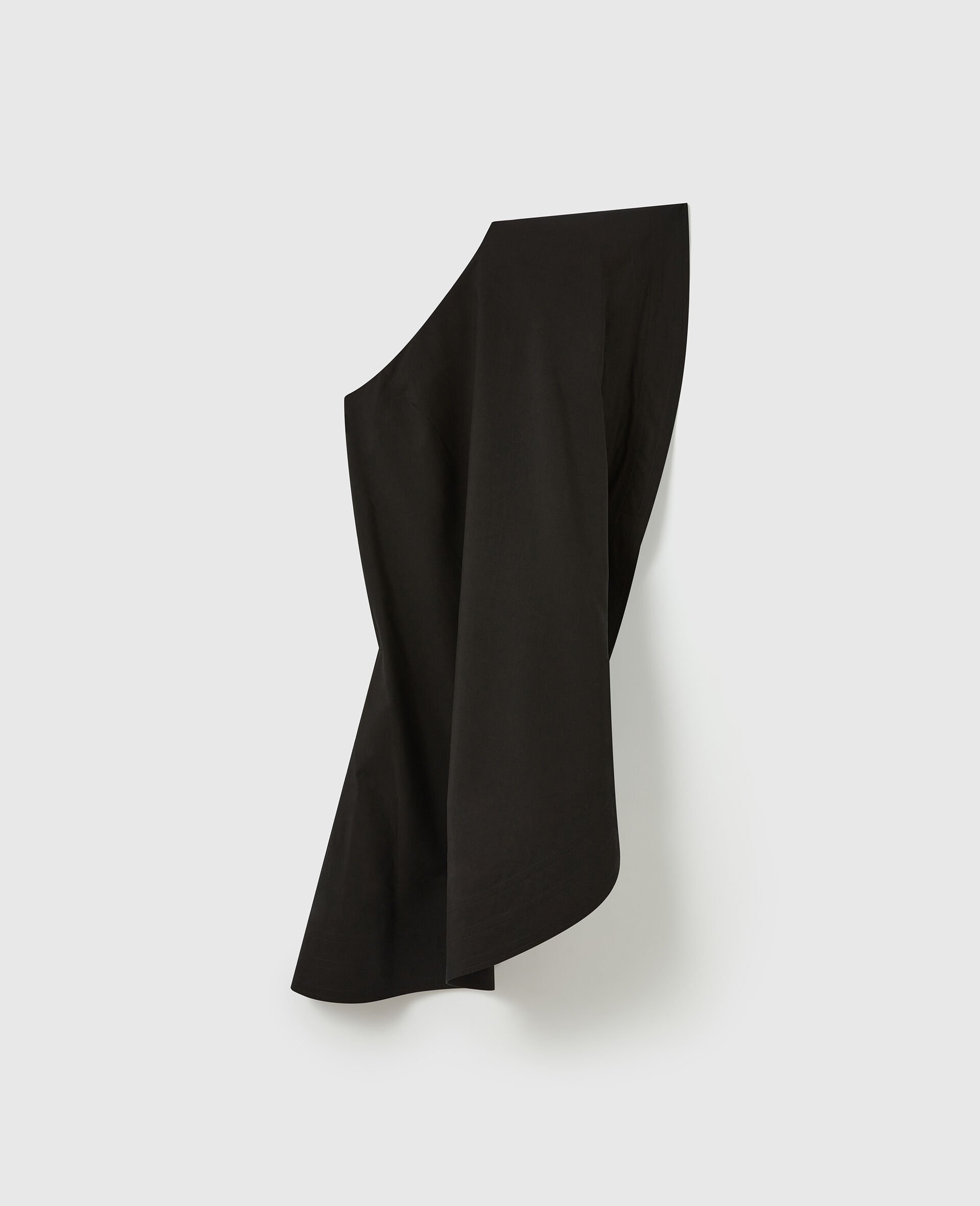 Washed Cotton Asymmetric Mini Dress-Black-medium