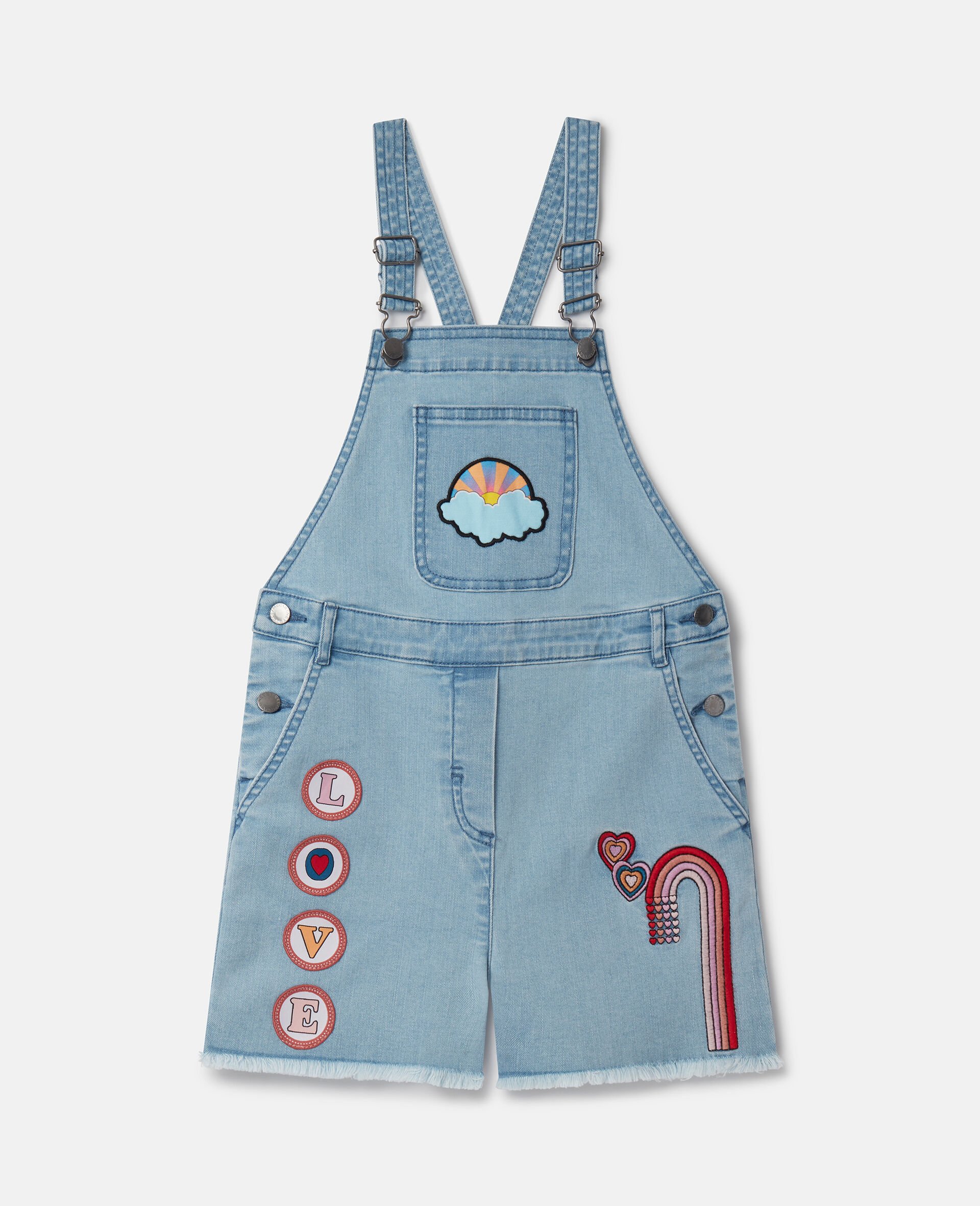 I Love You Embroidered Denim Dungarees-Multicoloured-large image number 0