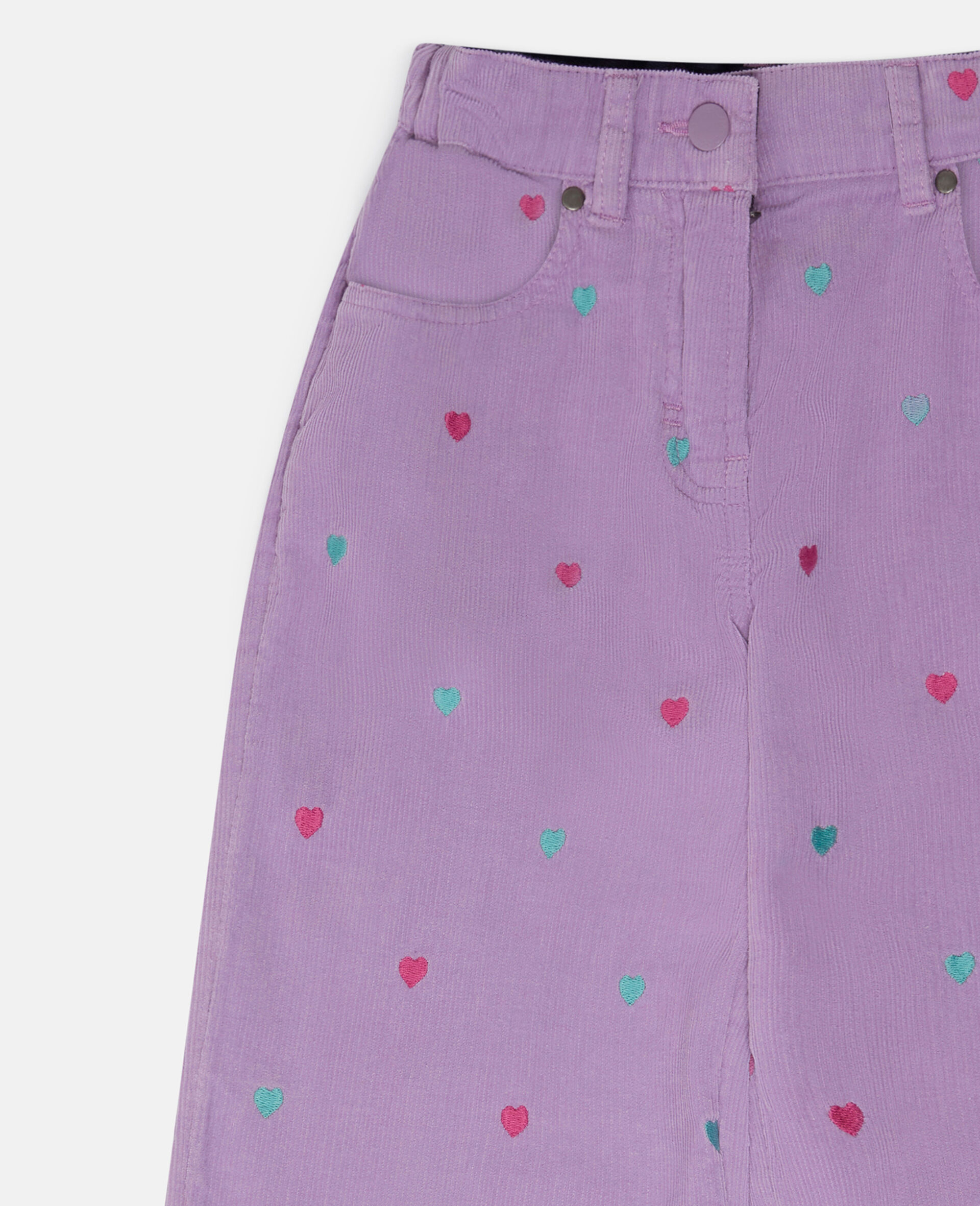 Heart Embroidery Wide Leg Jeans-Purple-large Heart Embroidery Wide Leg Jeans-Purple-large image number 1