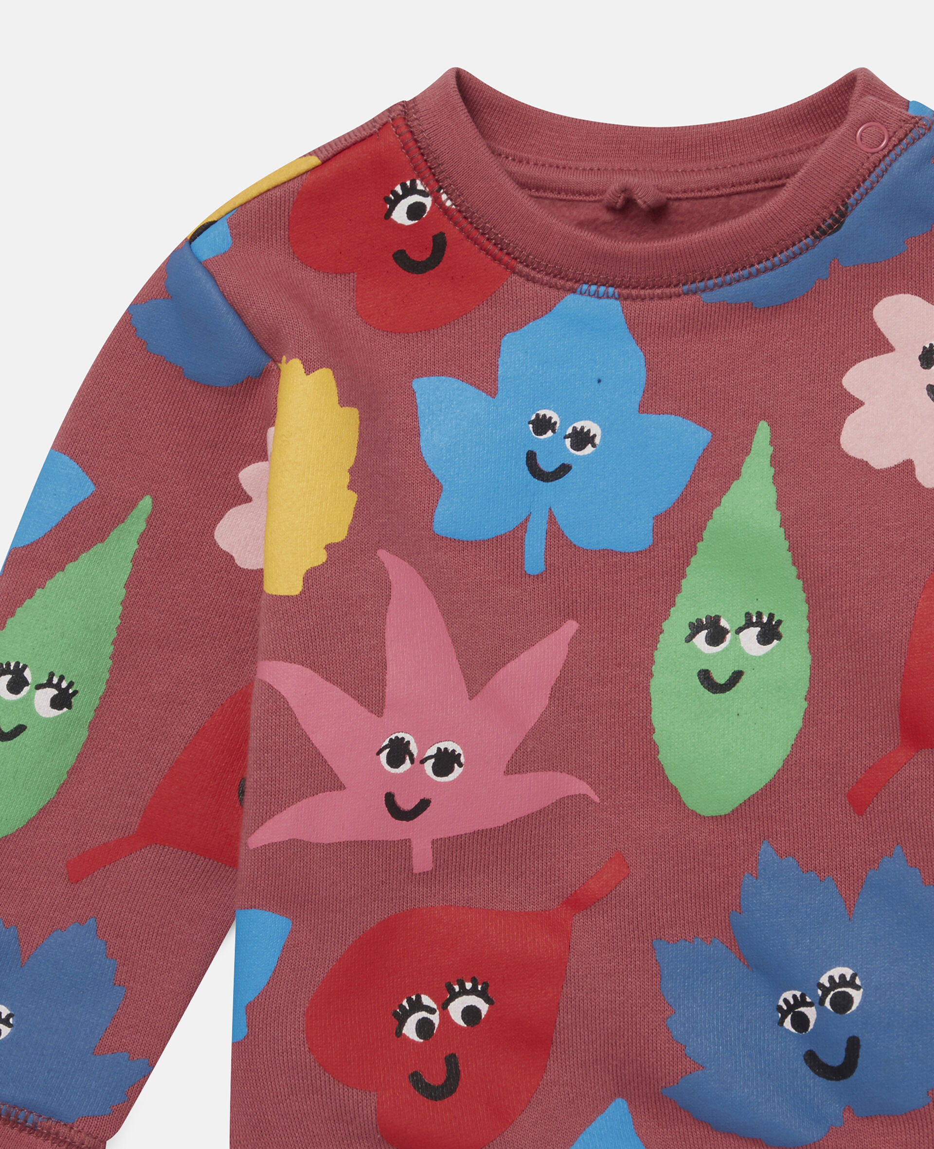 Smiley Leaves Fleece Sweat-Red-medium