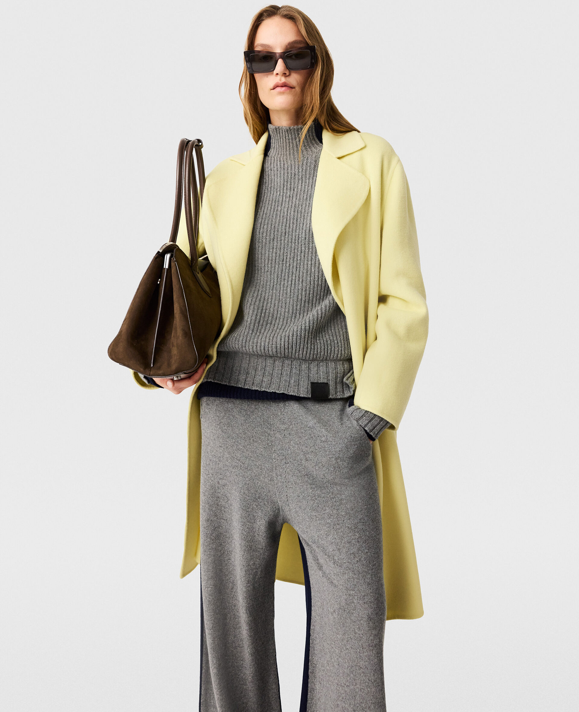 タートルネック コントラスト パネル セーター-ブルー-large image number 7