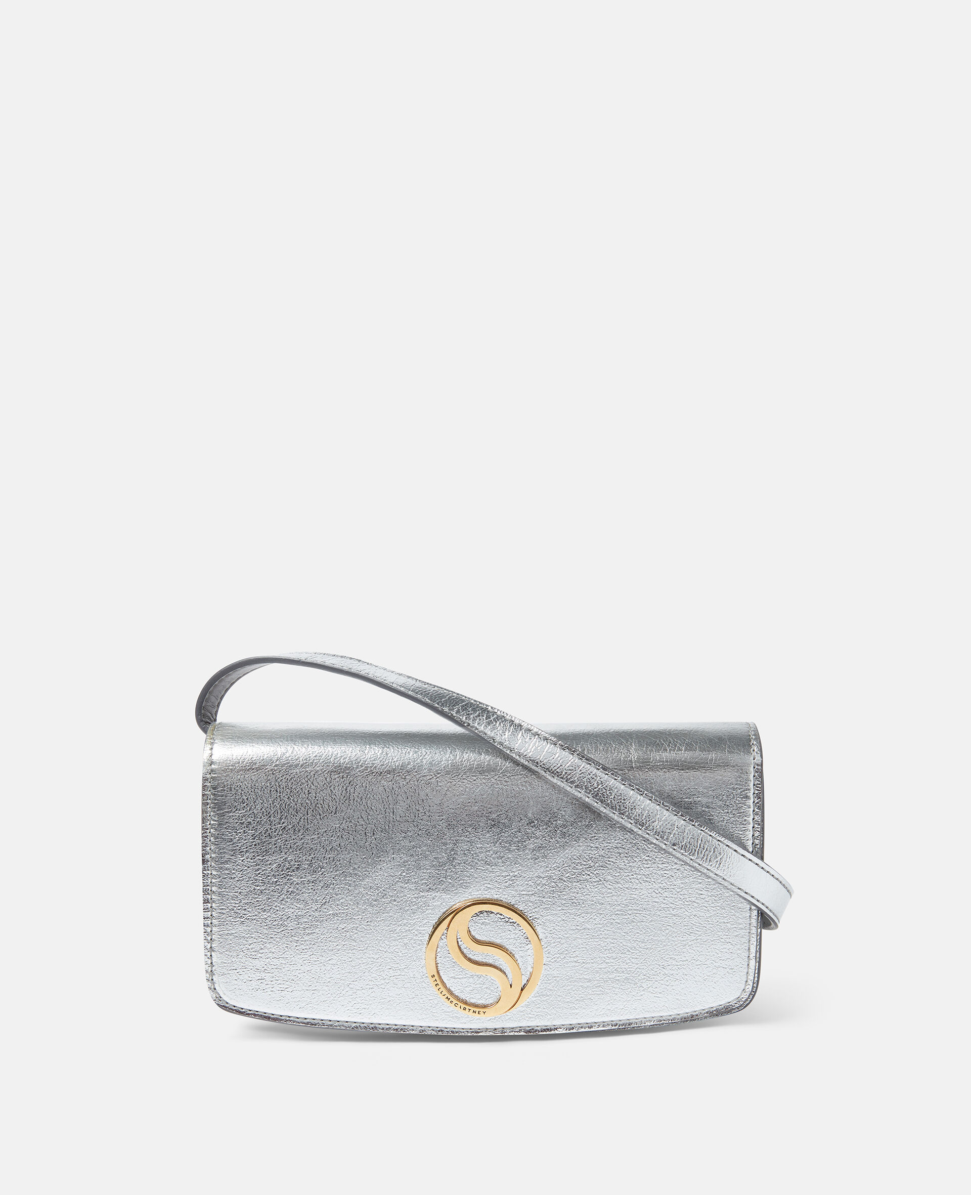 Mini-Tasche mit S-Wave-Muster in Metallic-Optik-Weiß-large image number 0